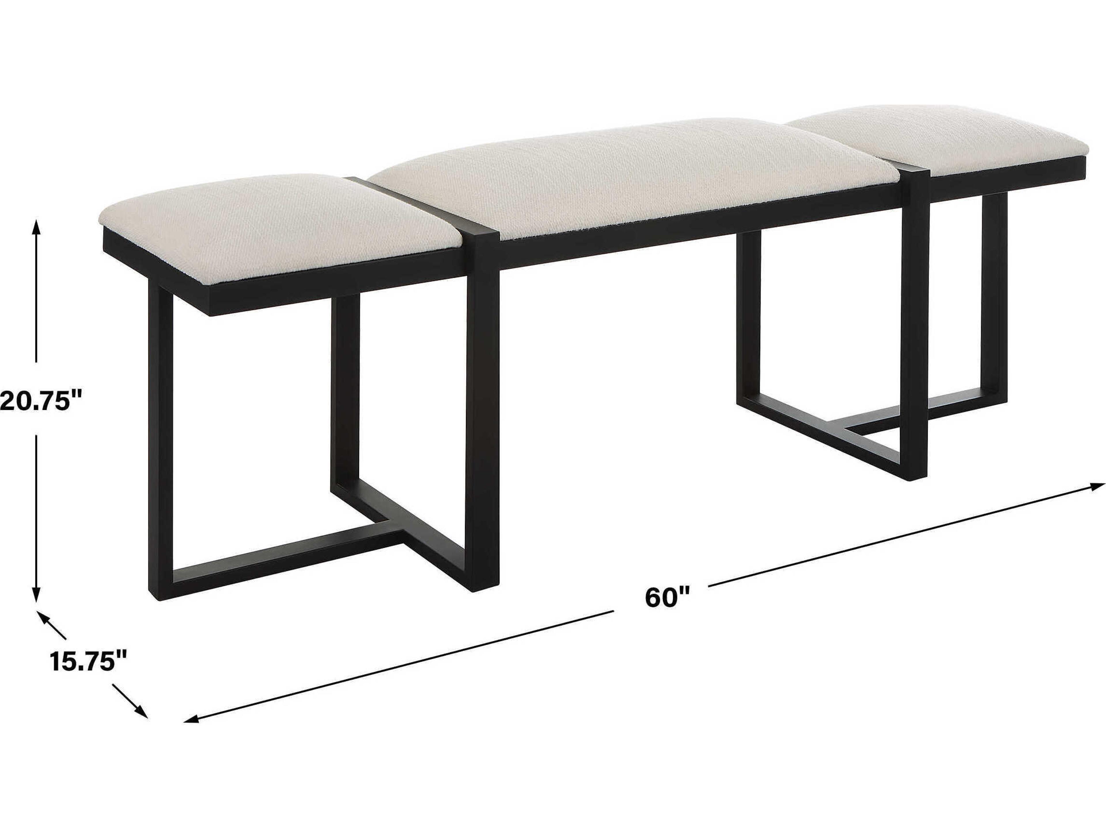 Uttermost White Black Upholstered Accent Bench