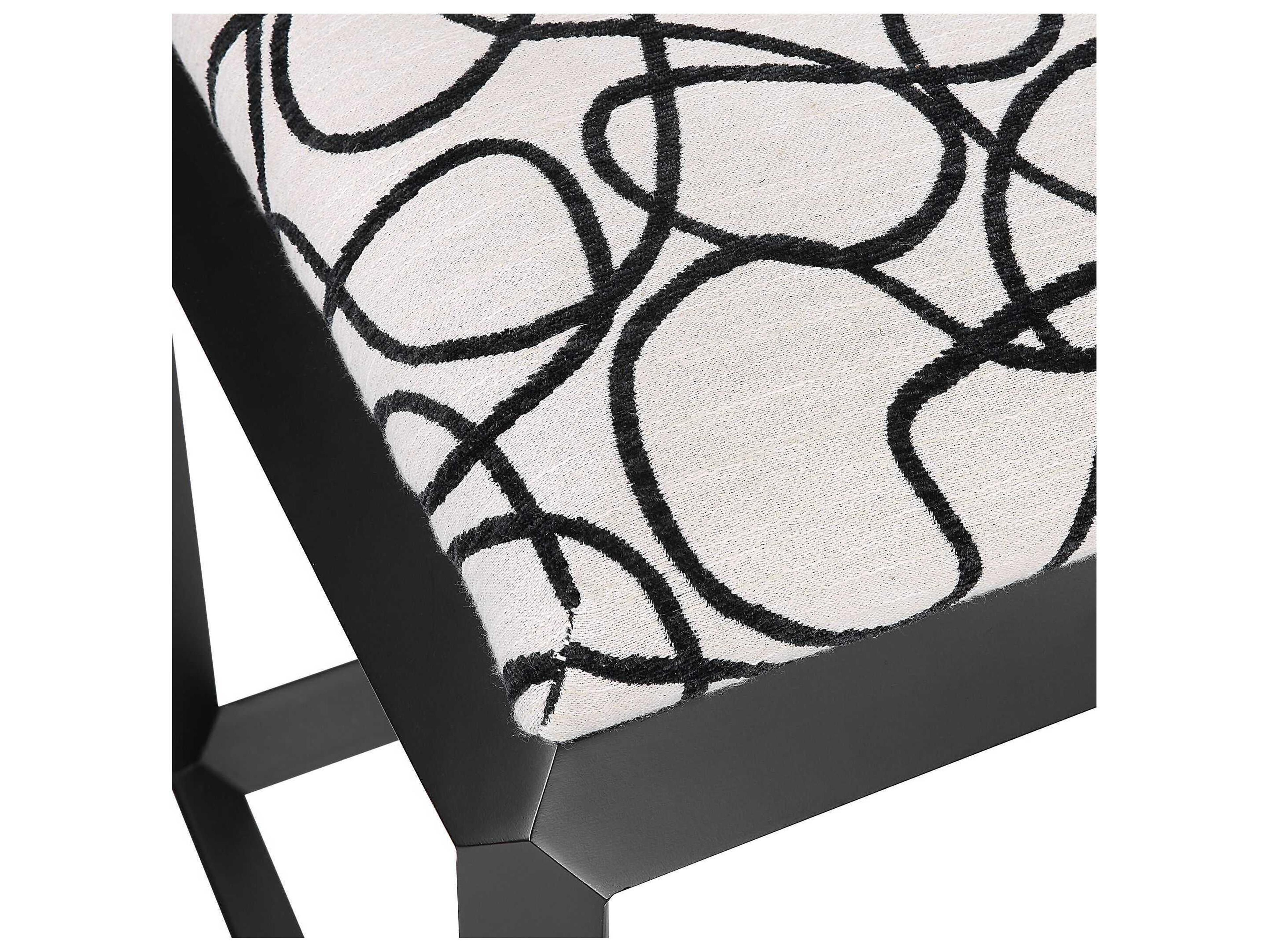 Uttermost Stone Gray Black Upholstered Accent Stool