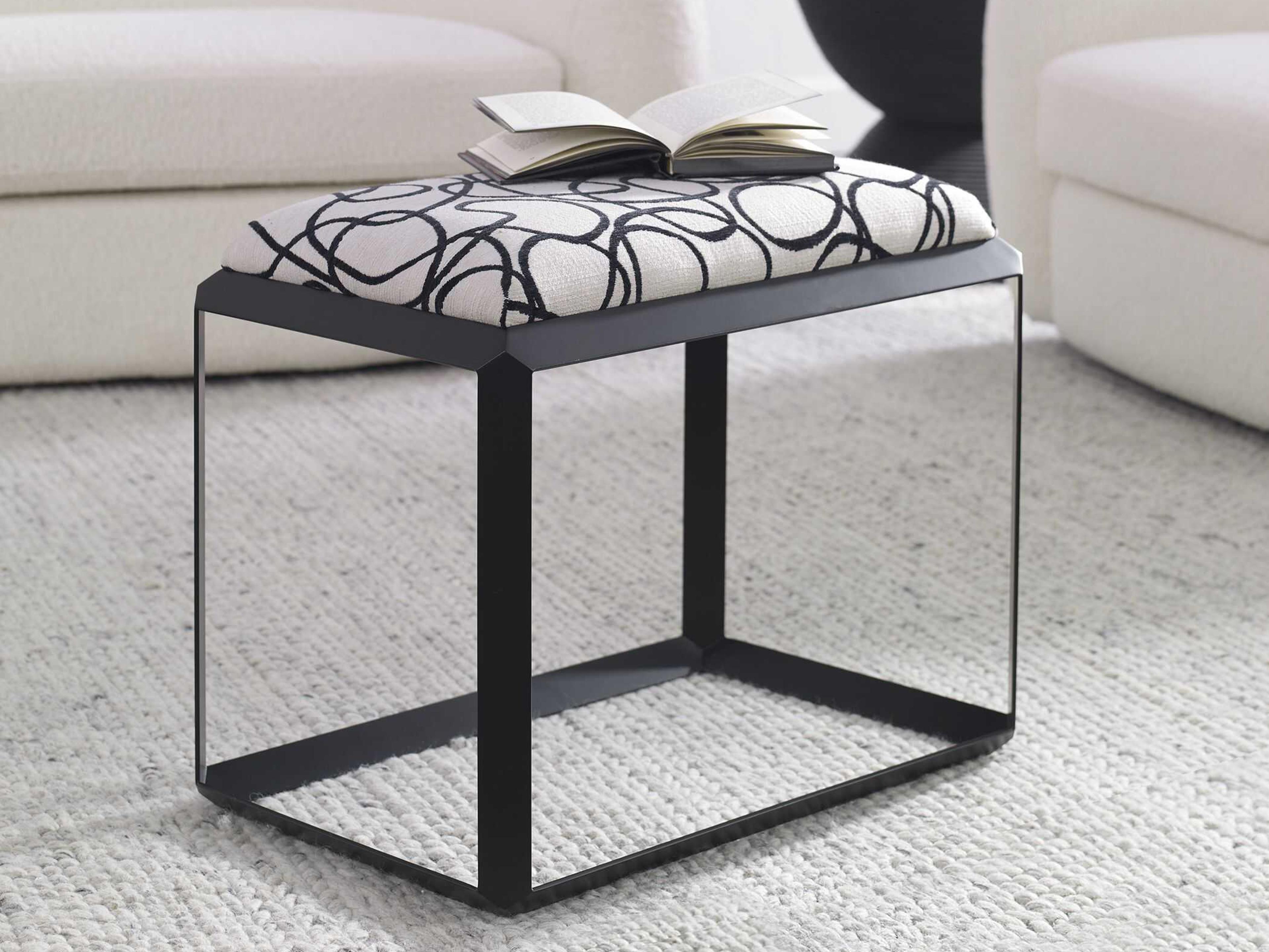 Uttermost Stone Gray Black Upholstered Accent Stool