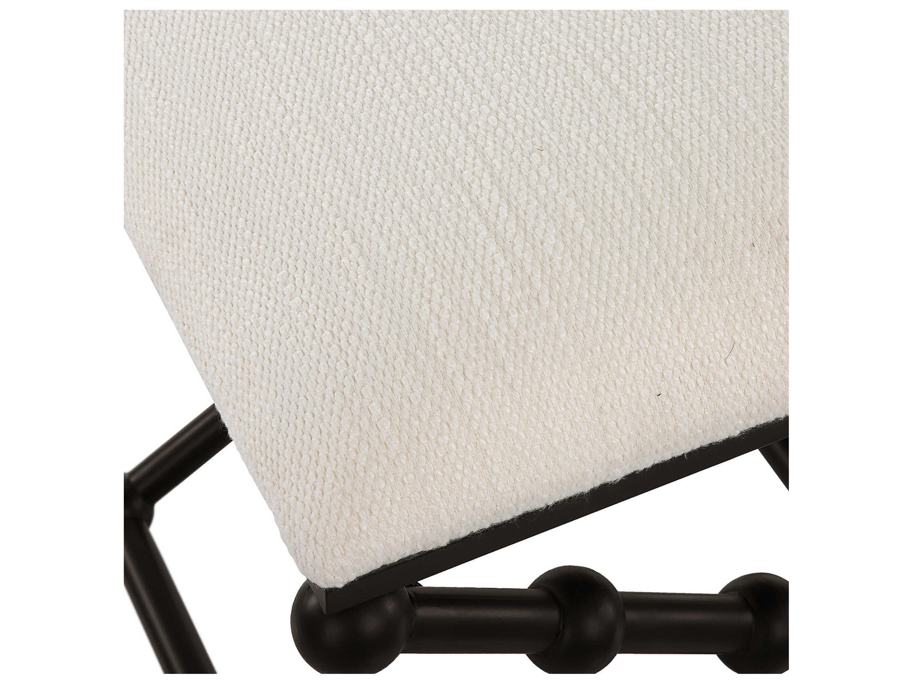 Uttermost Iron Crisp White Satin Black Upholstered Accent Bench