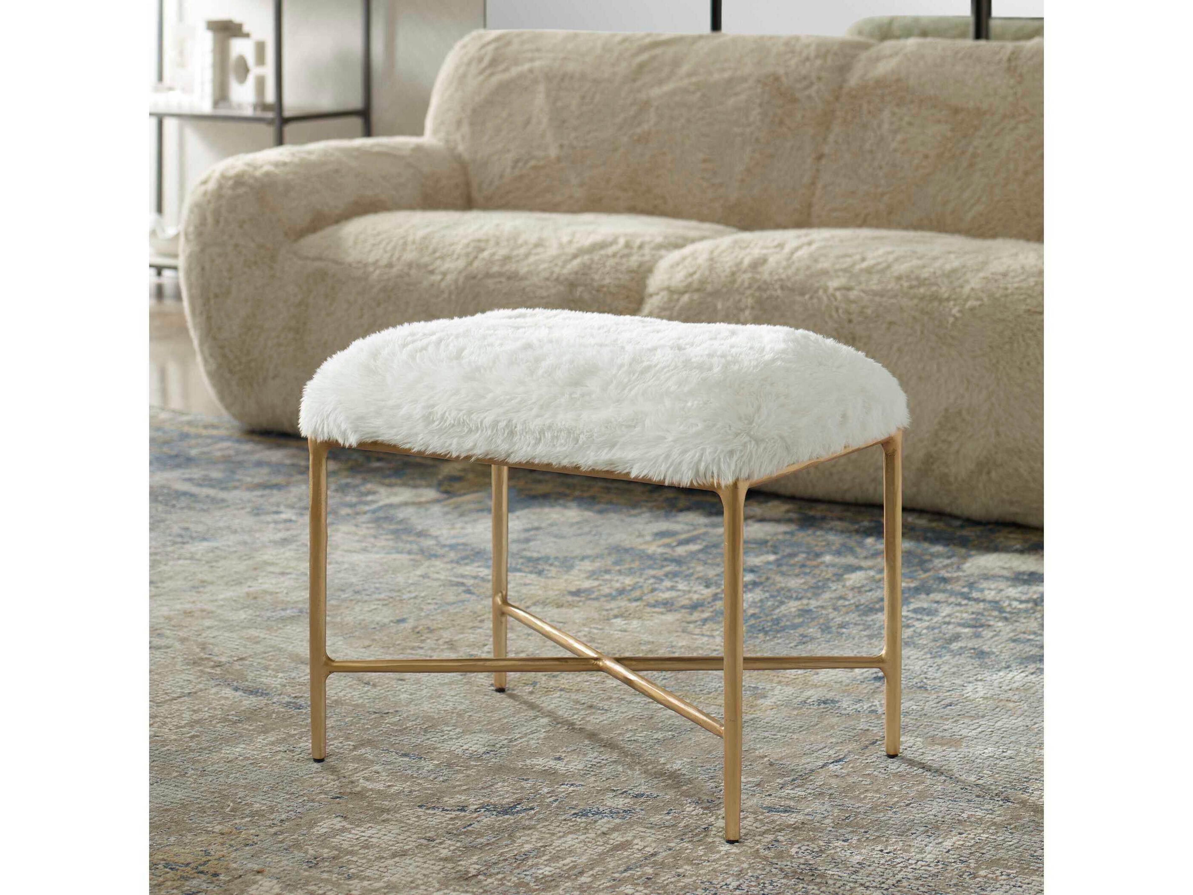Uttermost Soft Gold Upholstered Accent Stool