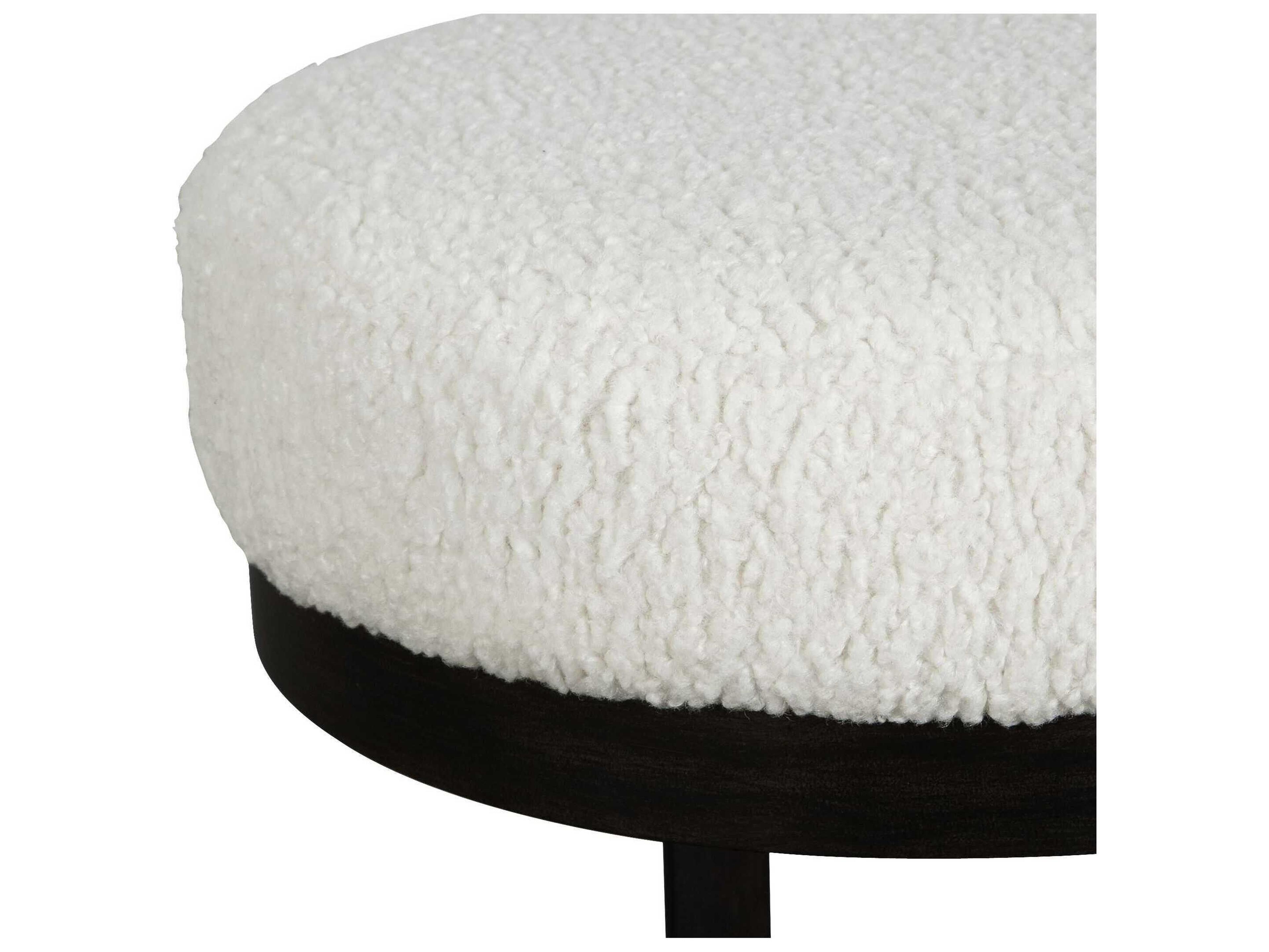 Uttermost Natural Matte Black White Upholstered Accent Bench
