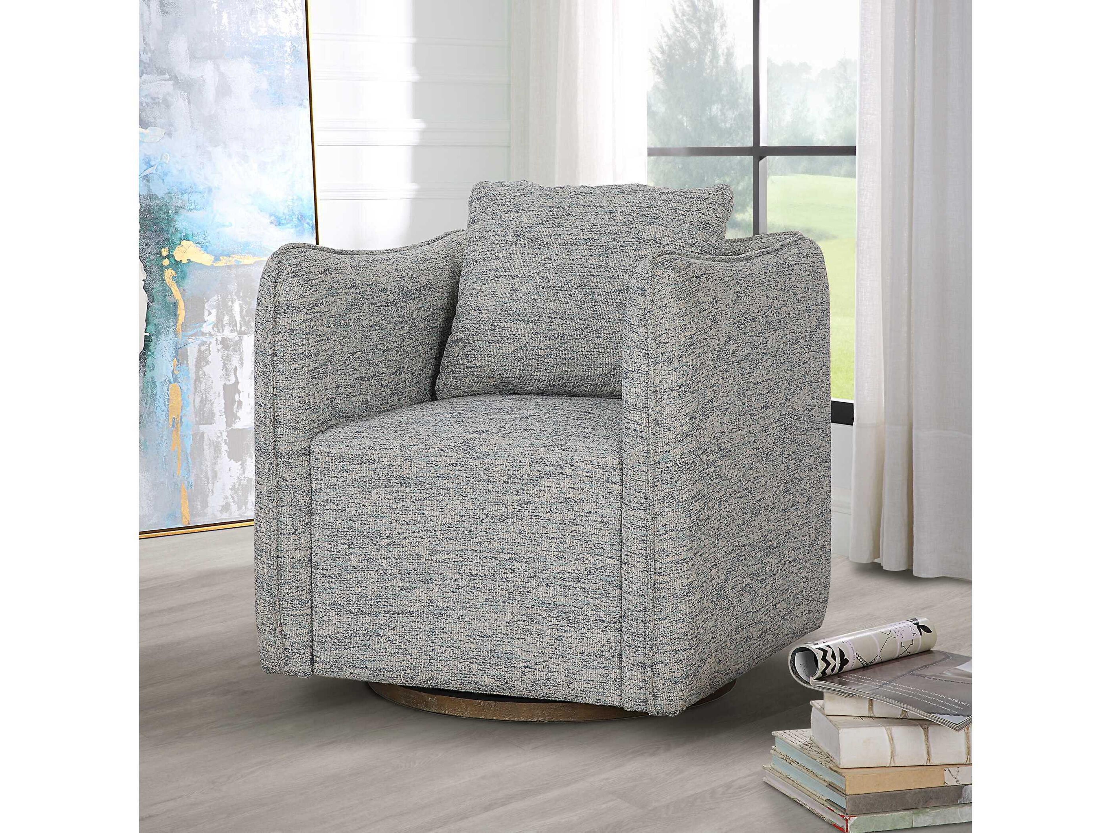 Uttermost Corben Swivel Gray Fabric Accent Chair