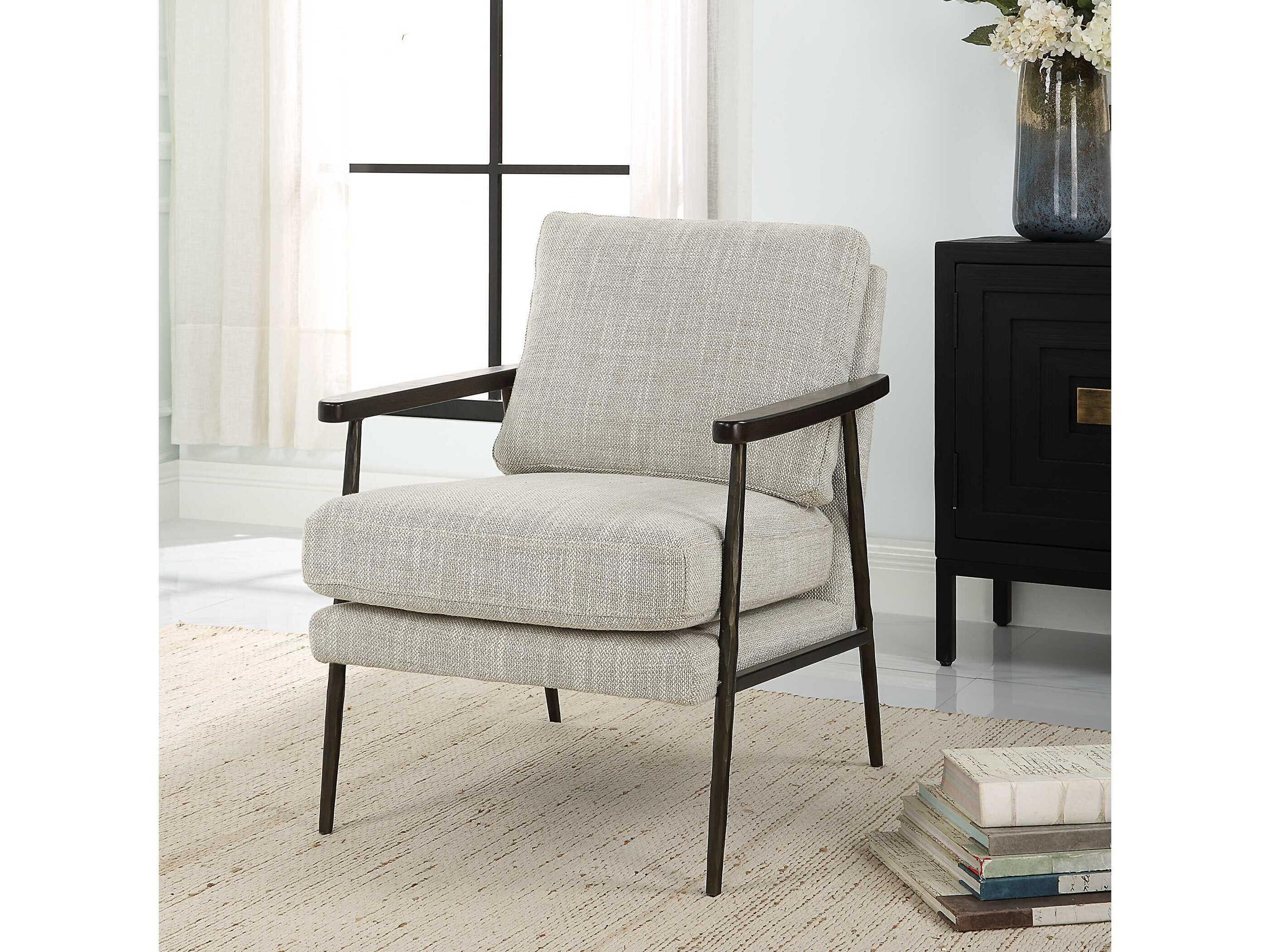 Uttermost Sebastian Beige Fabric Accent Chair