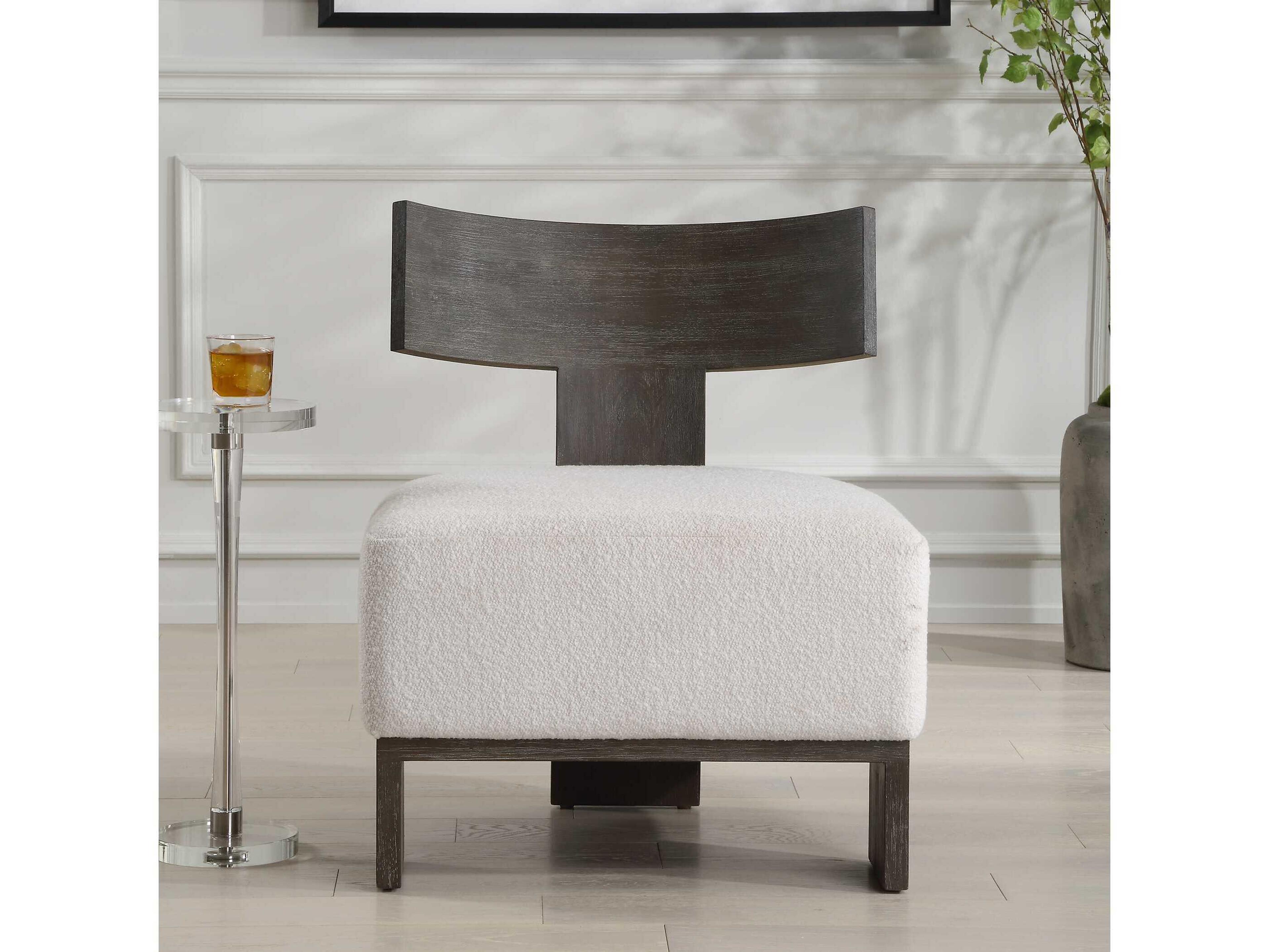 Uttermost Finlay White Fabric Accent Chair