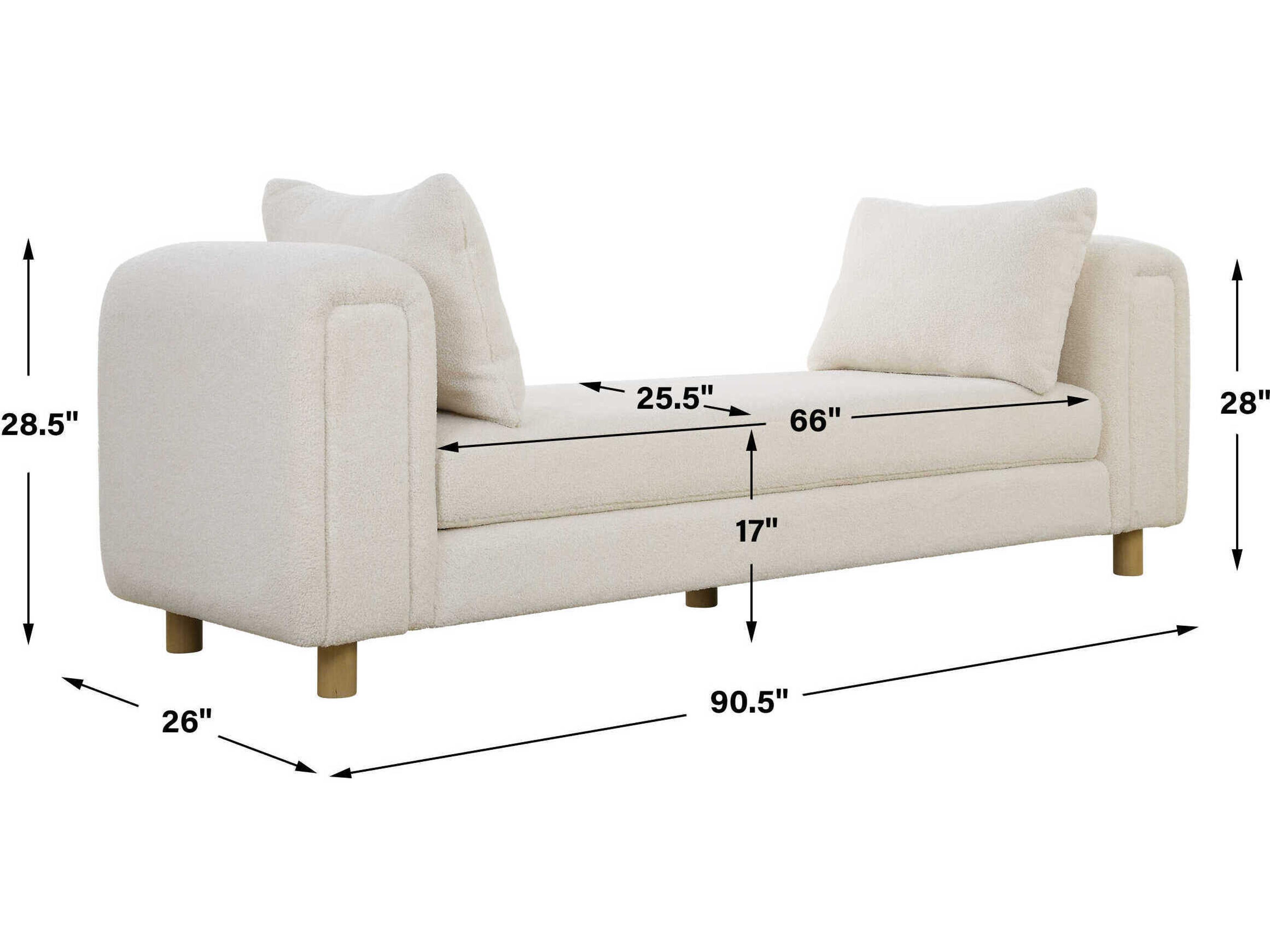 Uttermost Repose Ivory White Upholstered Accent Bench