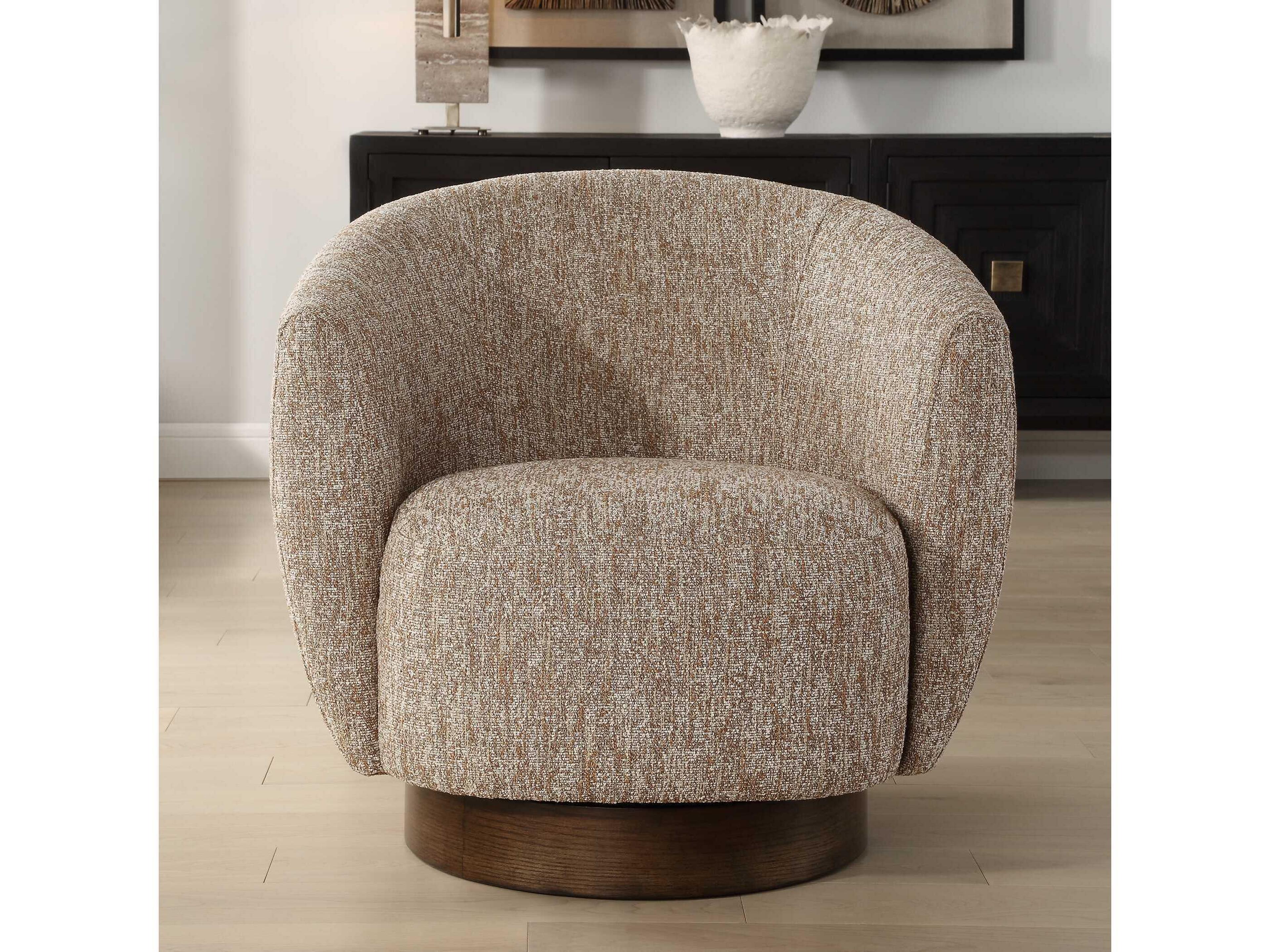 Uttermost Dunes Swivel Brown Fabric Accent Chair