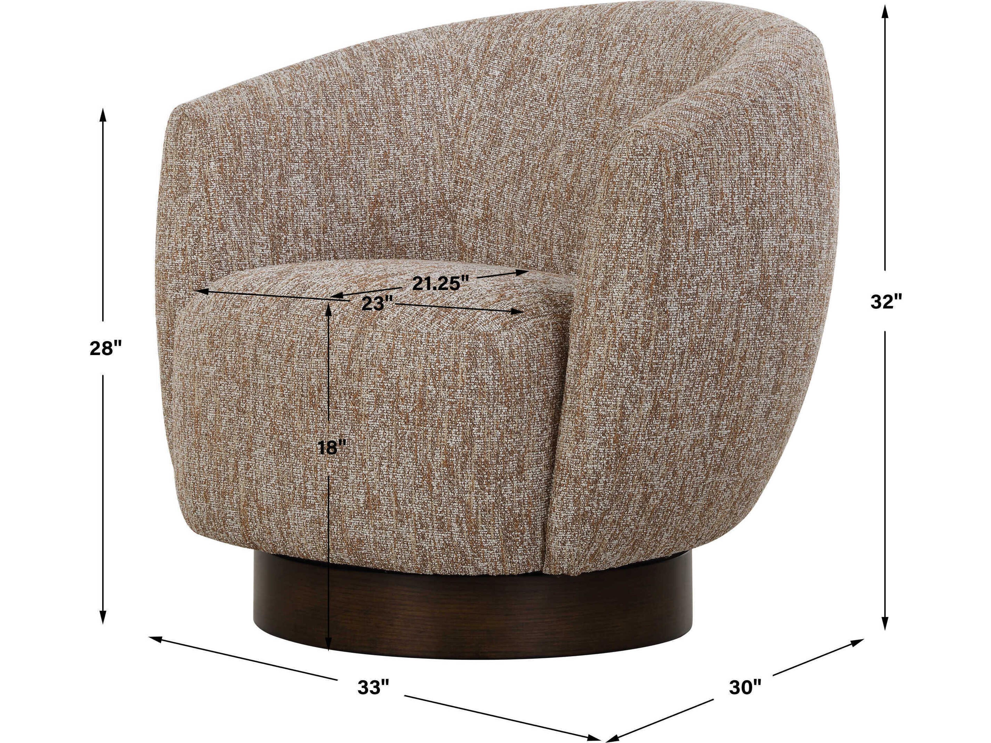 Uttermost Dunes Swivel Brown Fabric Accent Chair