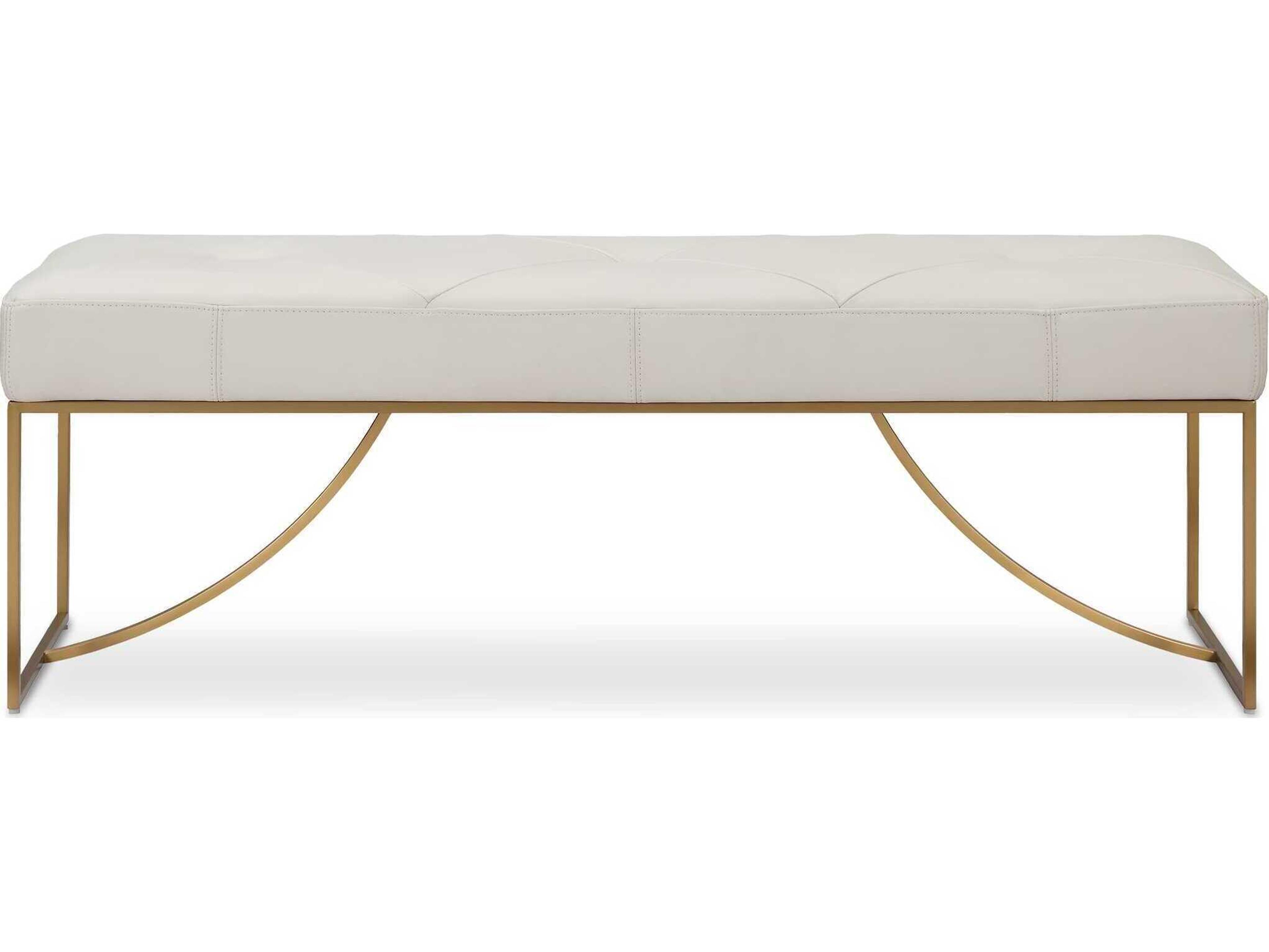 Swale Ivory White Faux Leather Accent Bench