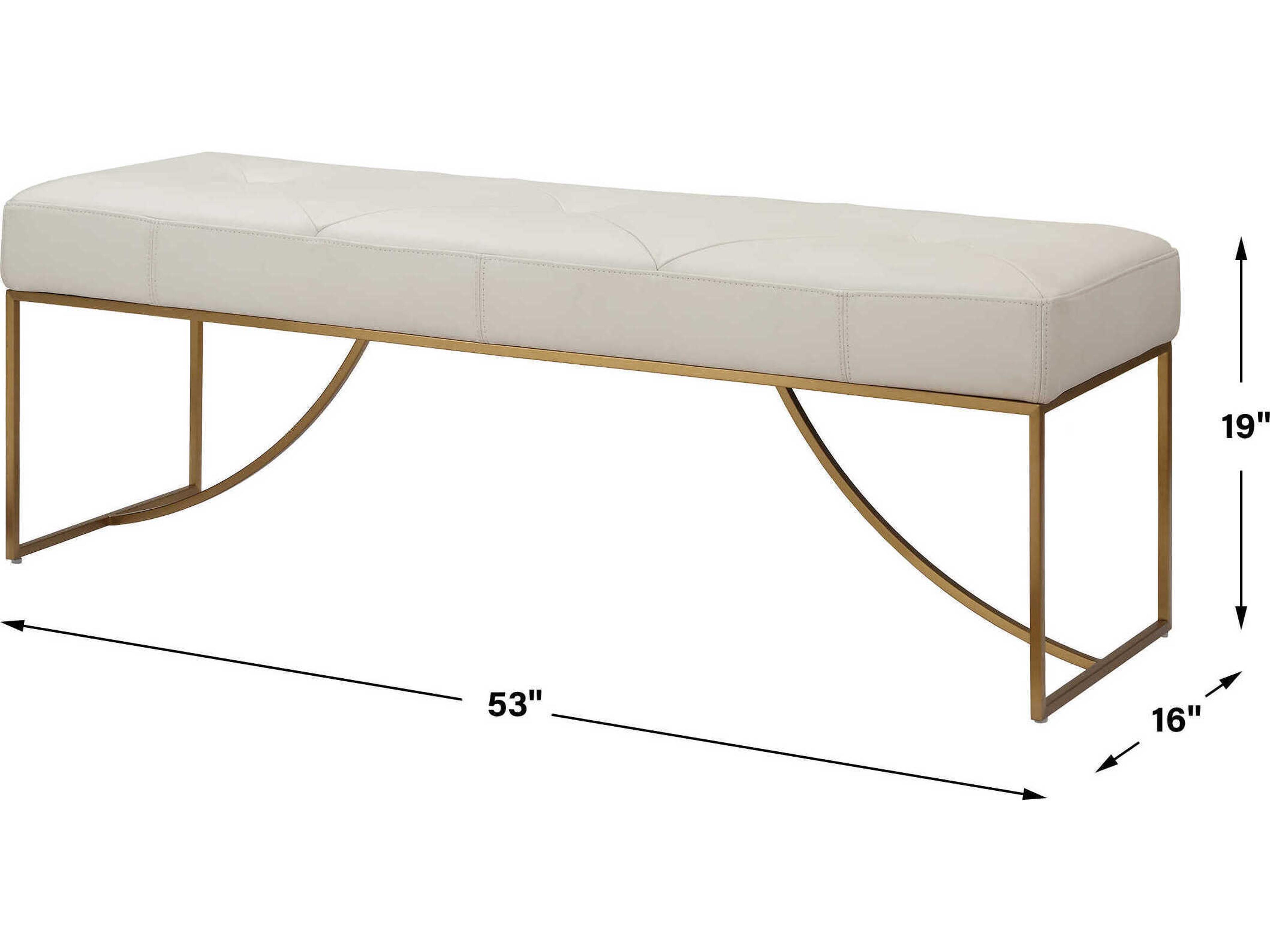 Uttermost Swale Ivory White Faux Leather Accent Bench