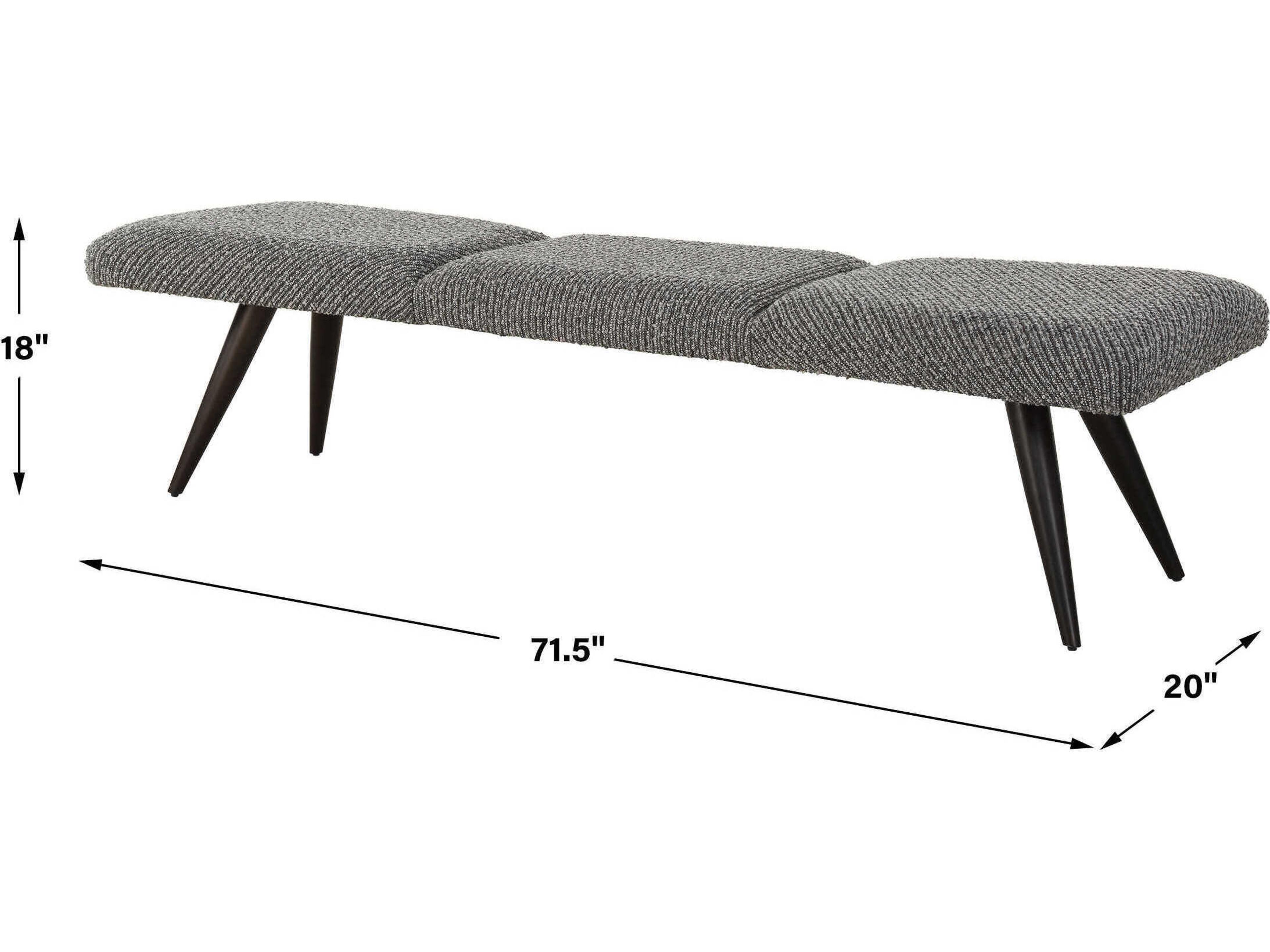 Uttermost Bowtie Charcoal Slate Gray Upholstered Accent Bench