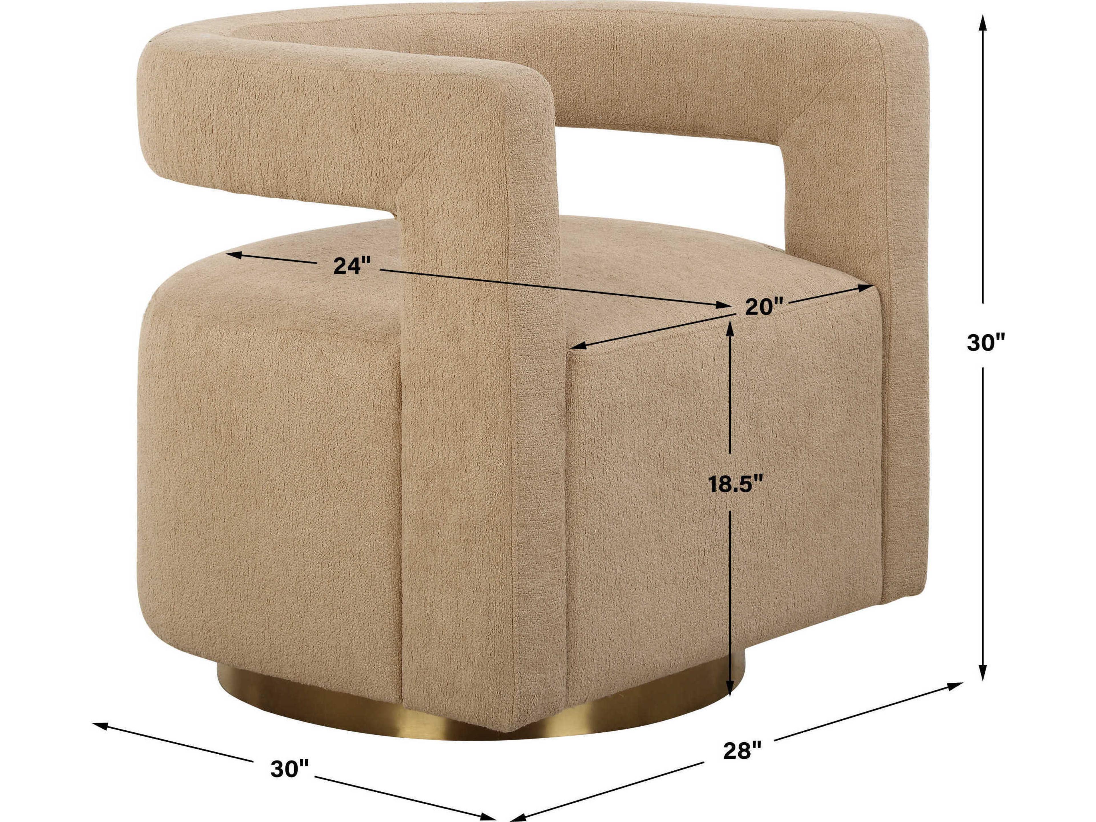 Uttermost Grounded Swivel Tan Fabric Accent Chair