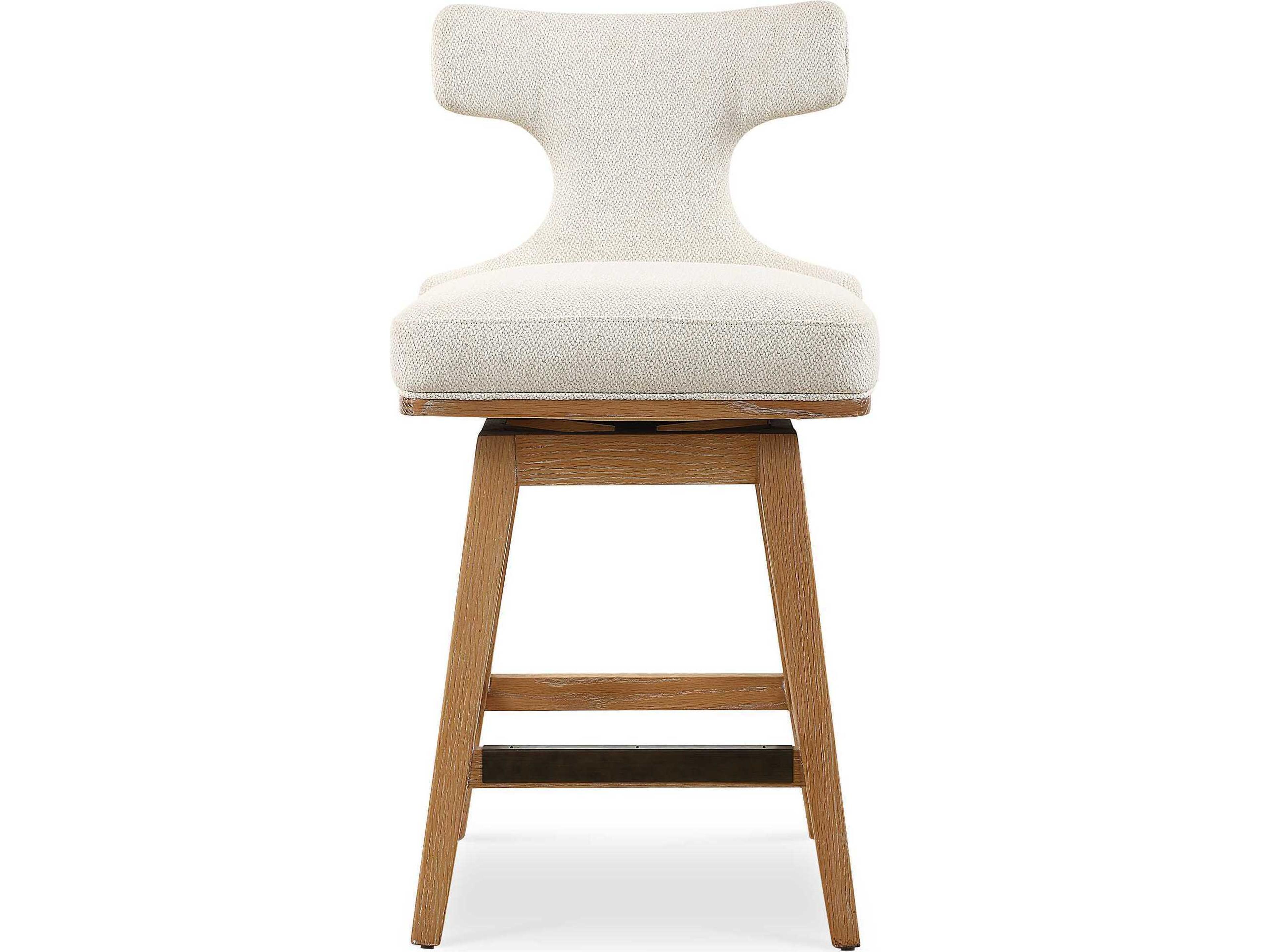 Klismos Upholstered Swivel Oak Wood Counter Stool