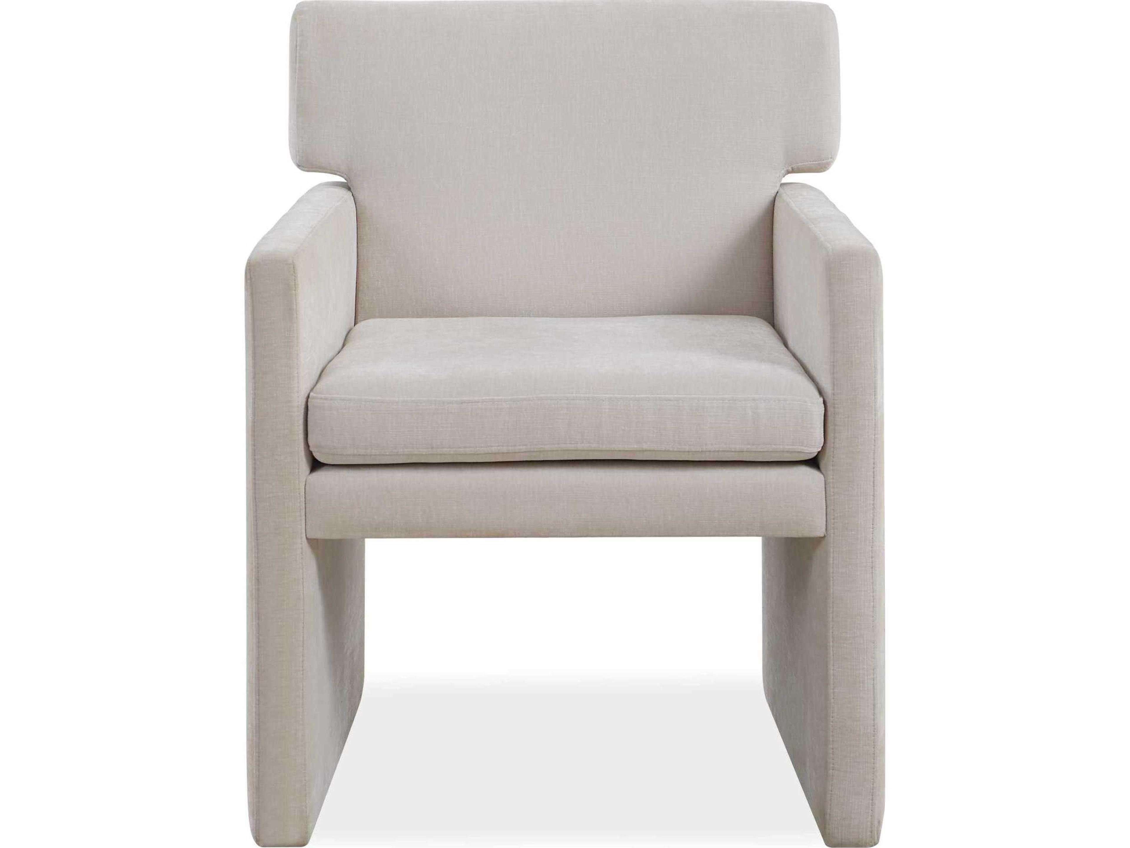 Colette Plywood Beige Velvet Upholstered Arm Dining Chair