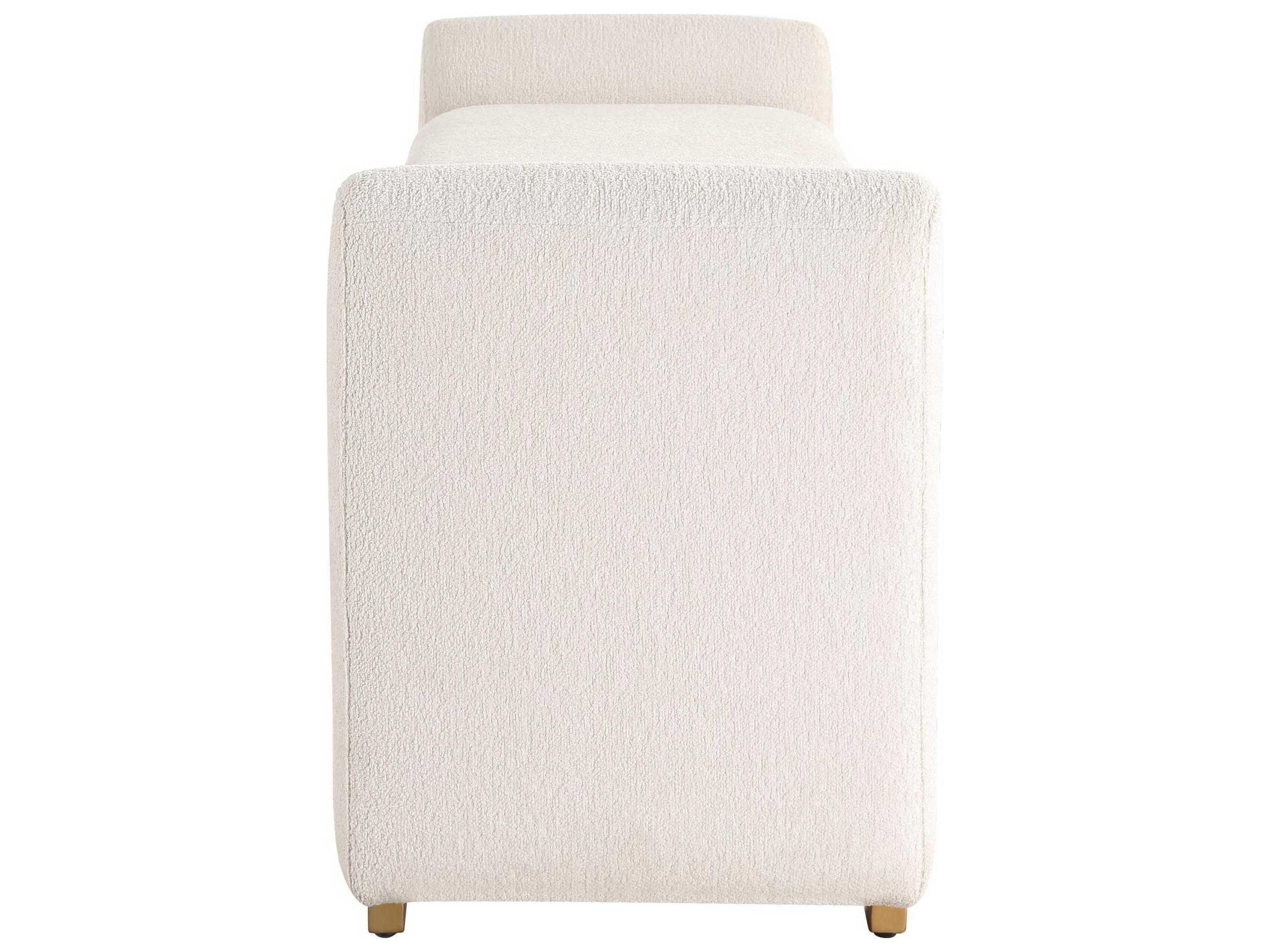 Uttermost Caliste Ivory Brushed Brass Beige Upholstered Accent Bench