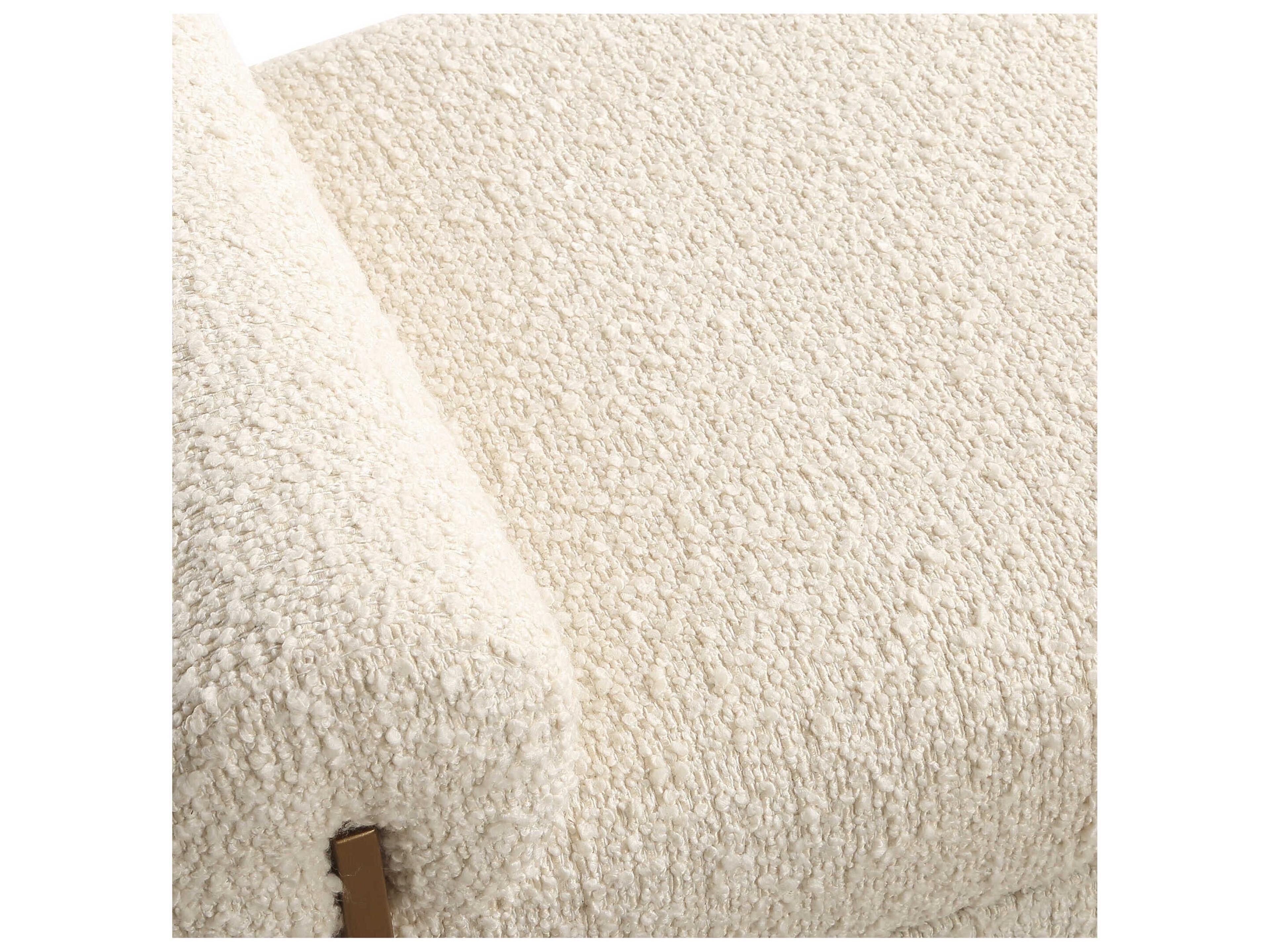 Uttermost Bolster Pearl White Brushed Brass Beige Upholstered Accent Bench