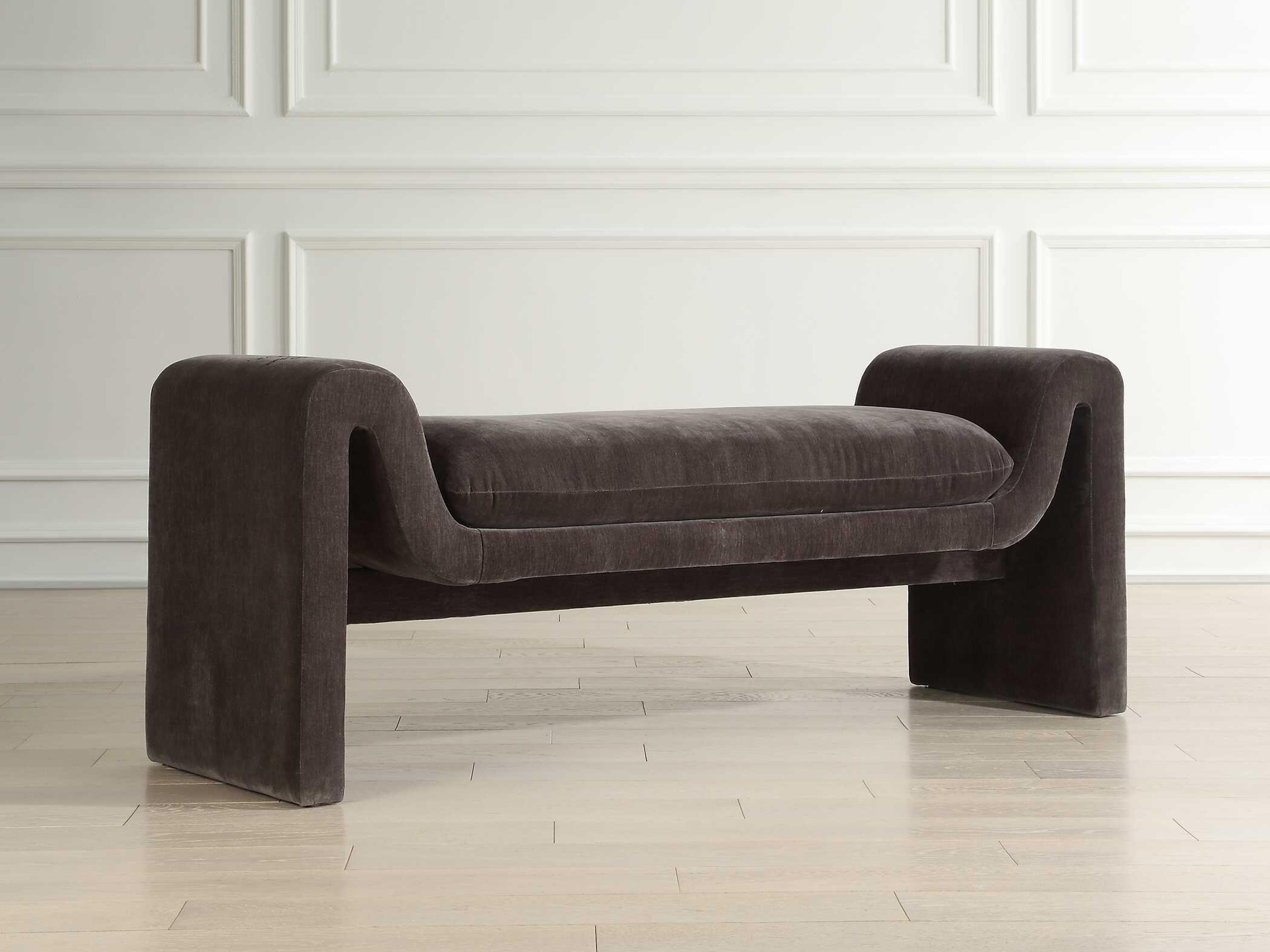 Uttermost Manson Gray Velvet Upholstered Accent Bench