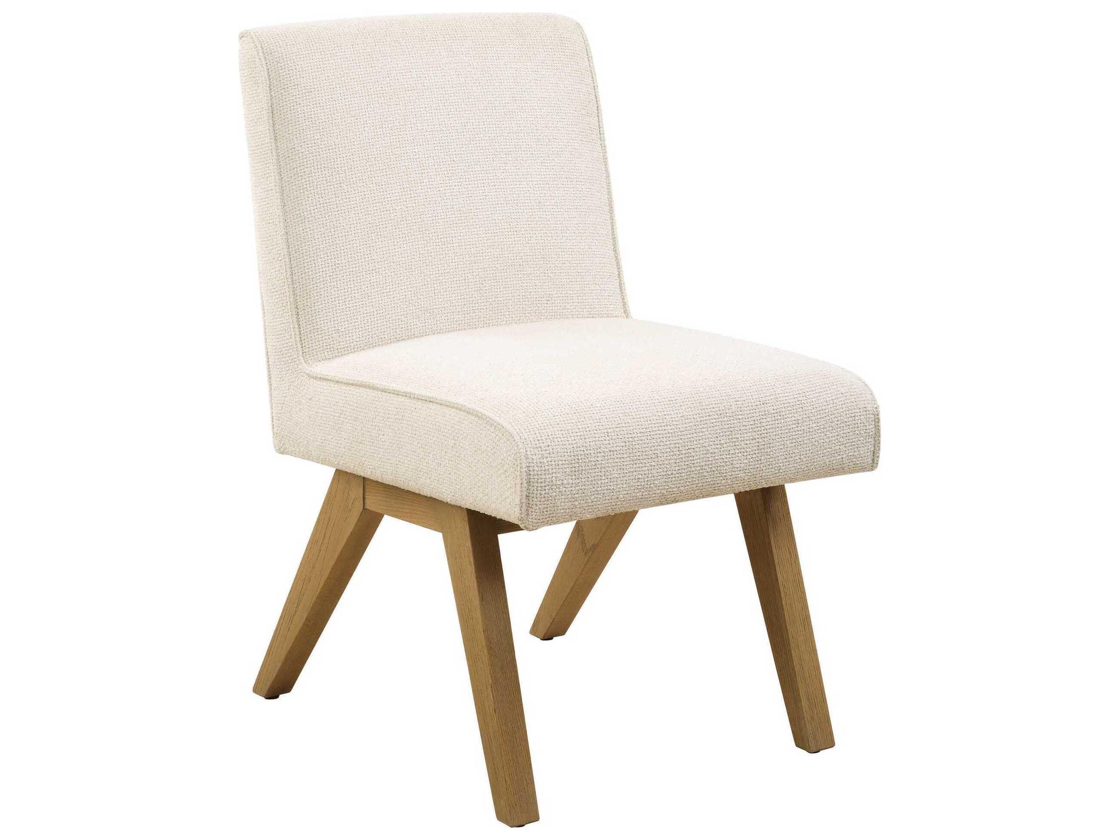 Blakely Oak Wood White Upholstered Armless Dining Chair