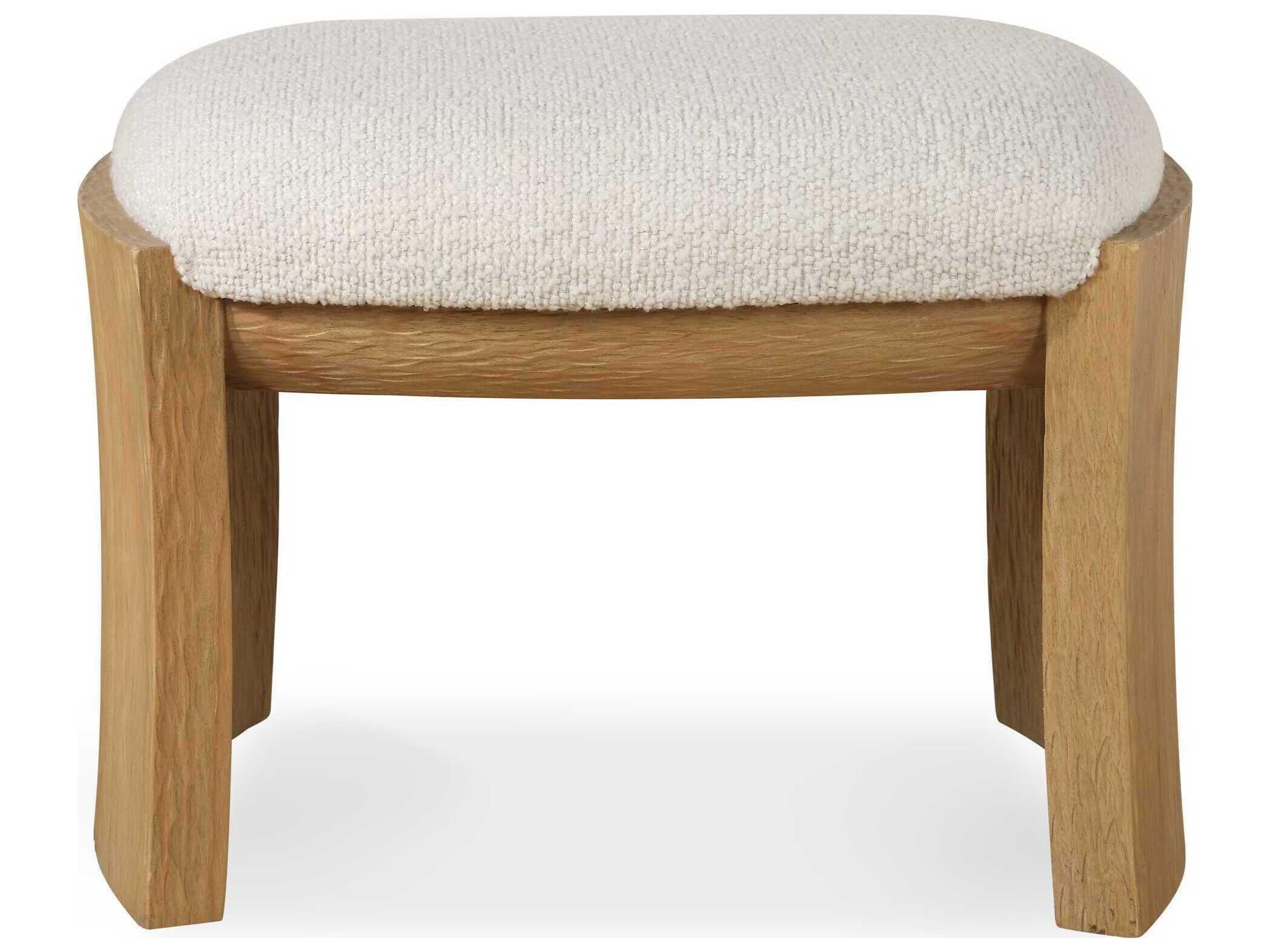 Uttermost Port White Natural Brown Upholstered Accent Stool