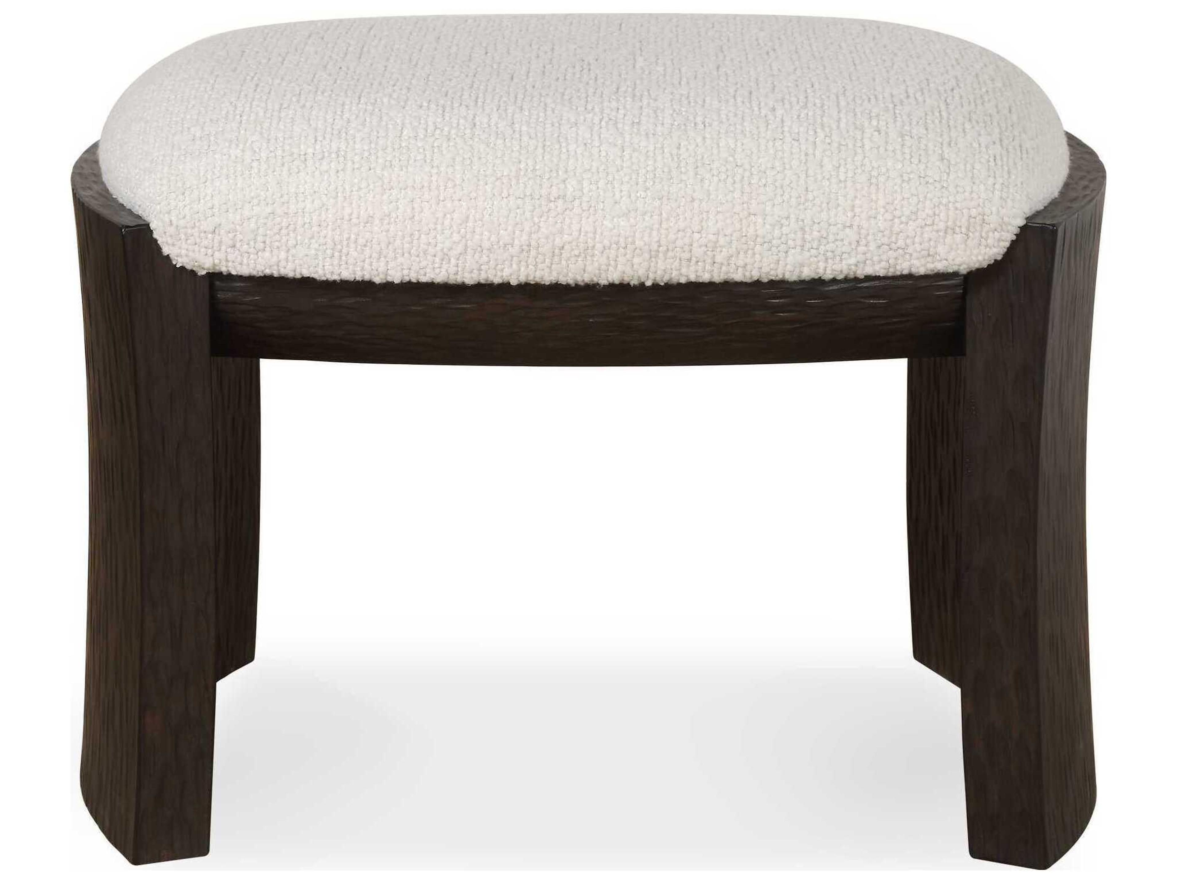 Uttermost Port Dark Walnut White Brown Upholstered Accent Stool