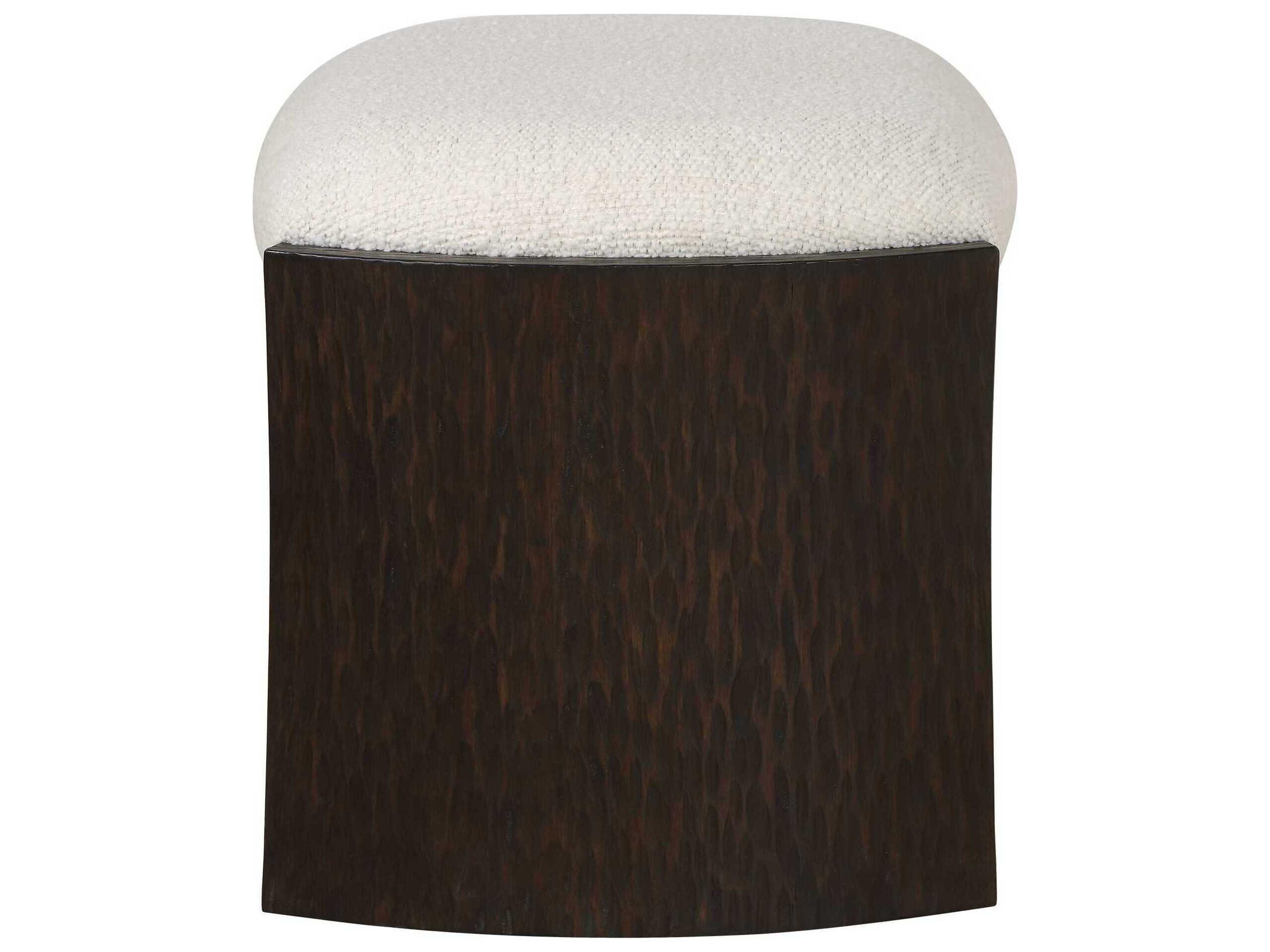 Uttermost Port Dark Walnut White Brown Upholstered Accent Stool