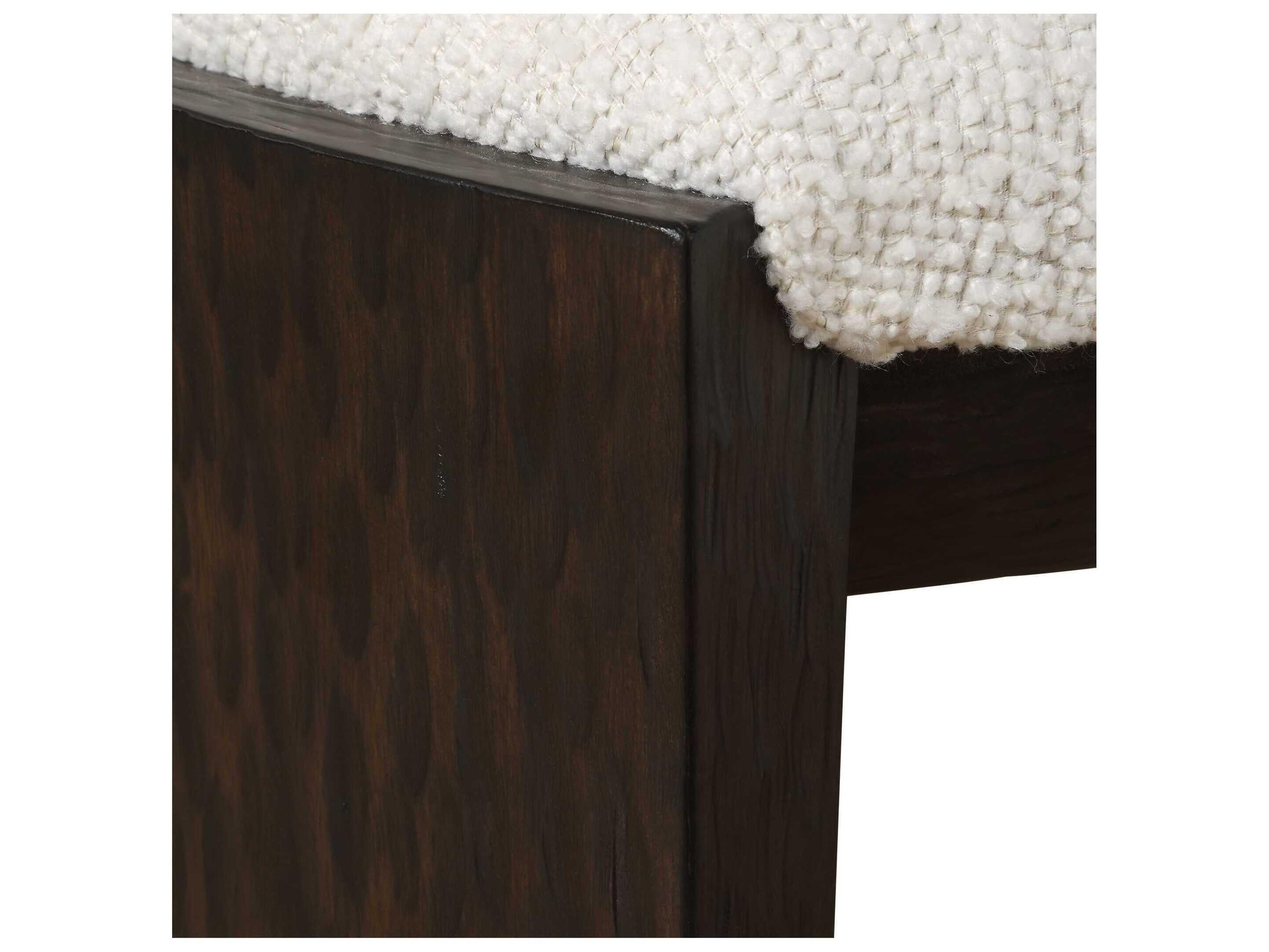 Uttermost Port Dark Walnut White Brown Upholstered Accent Stool