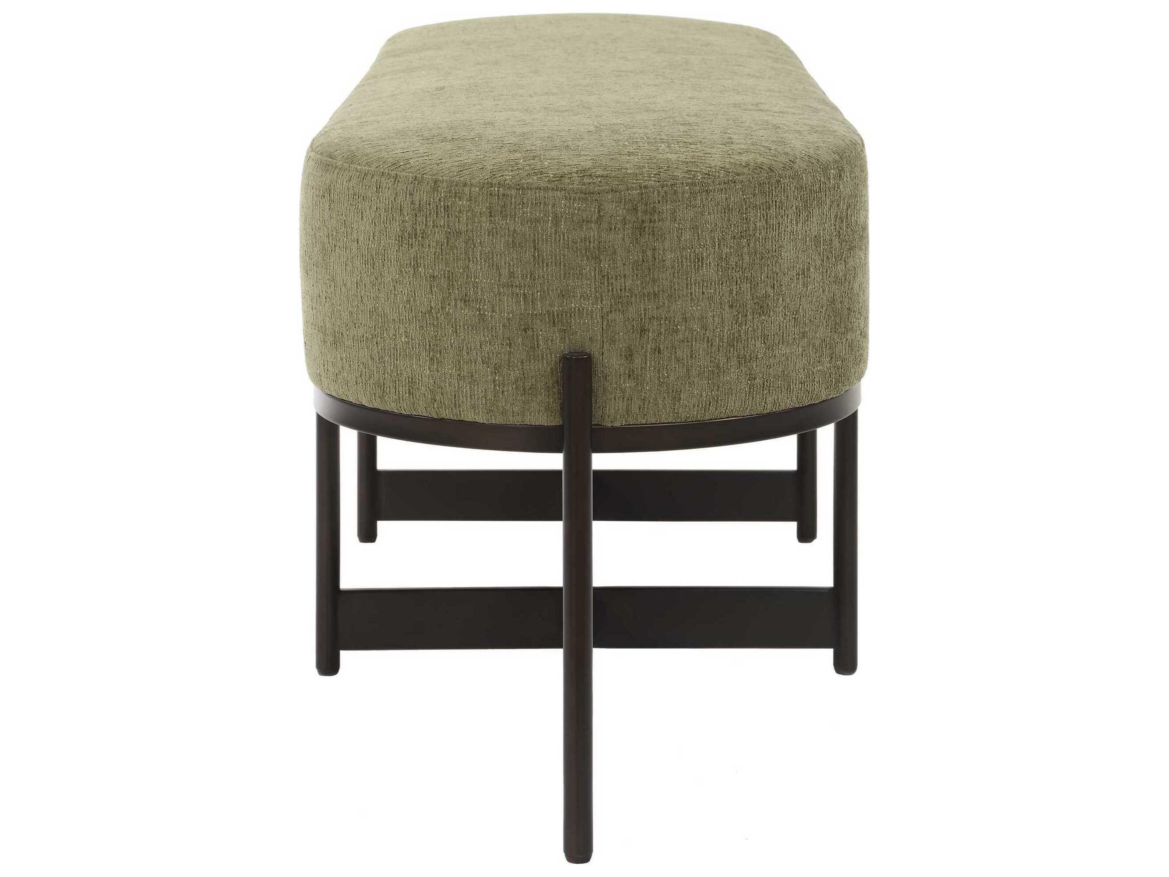 Uttermost Merino Bronze Textured Moss Green Upholstered Accent Bench