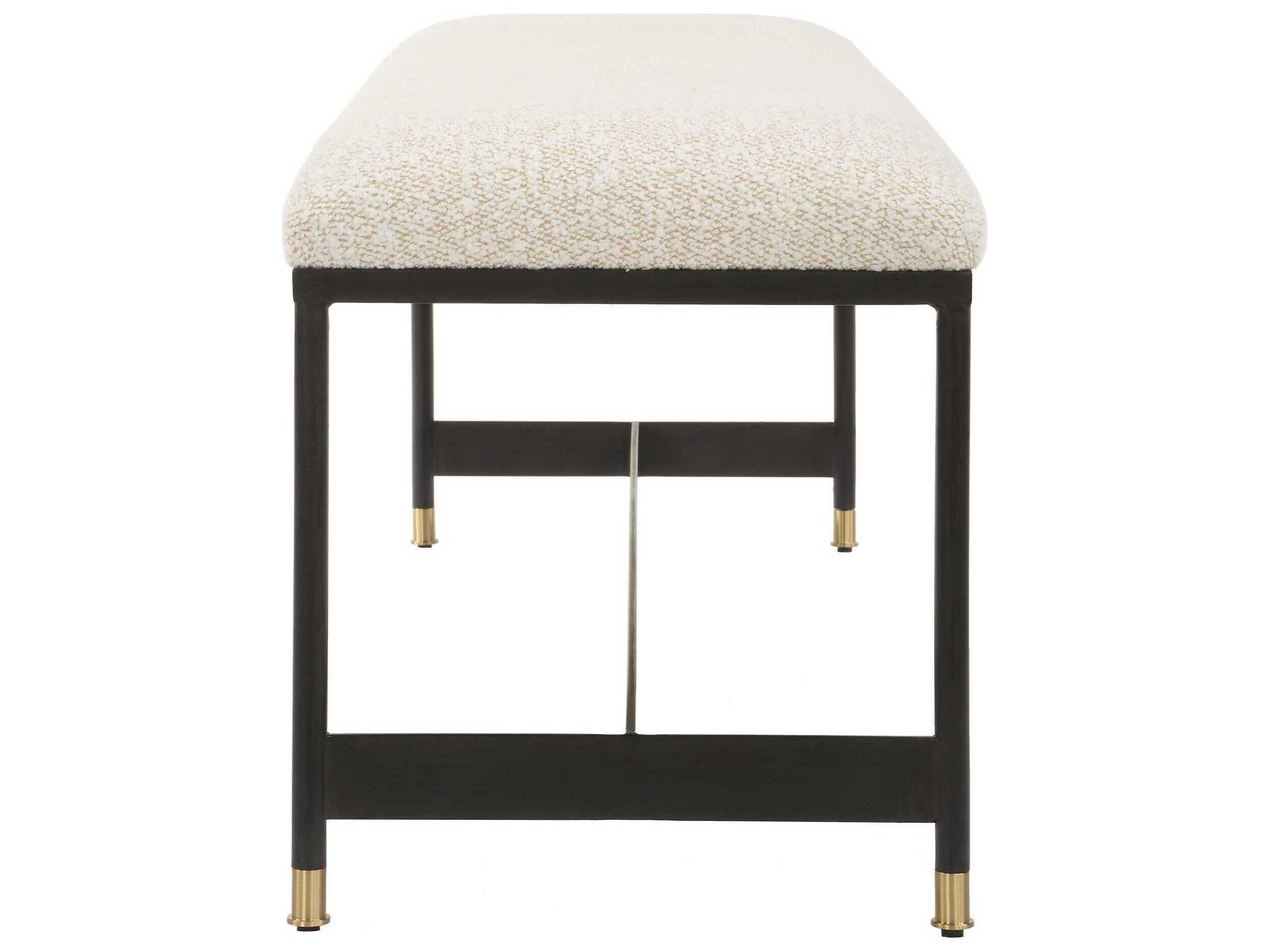 Uttermost Halston Black White Upholstered Accent Bench