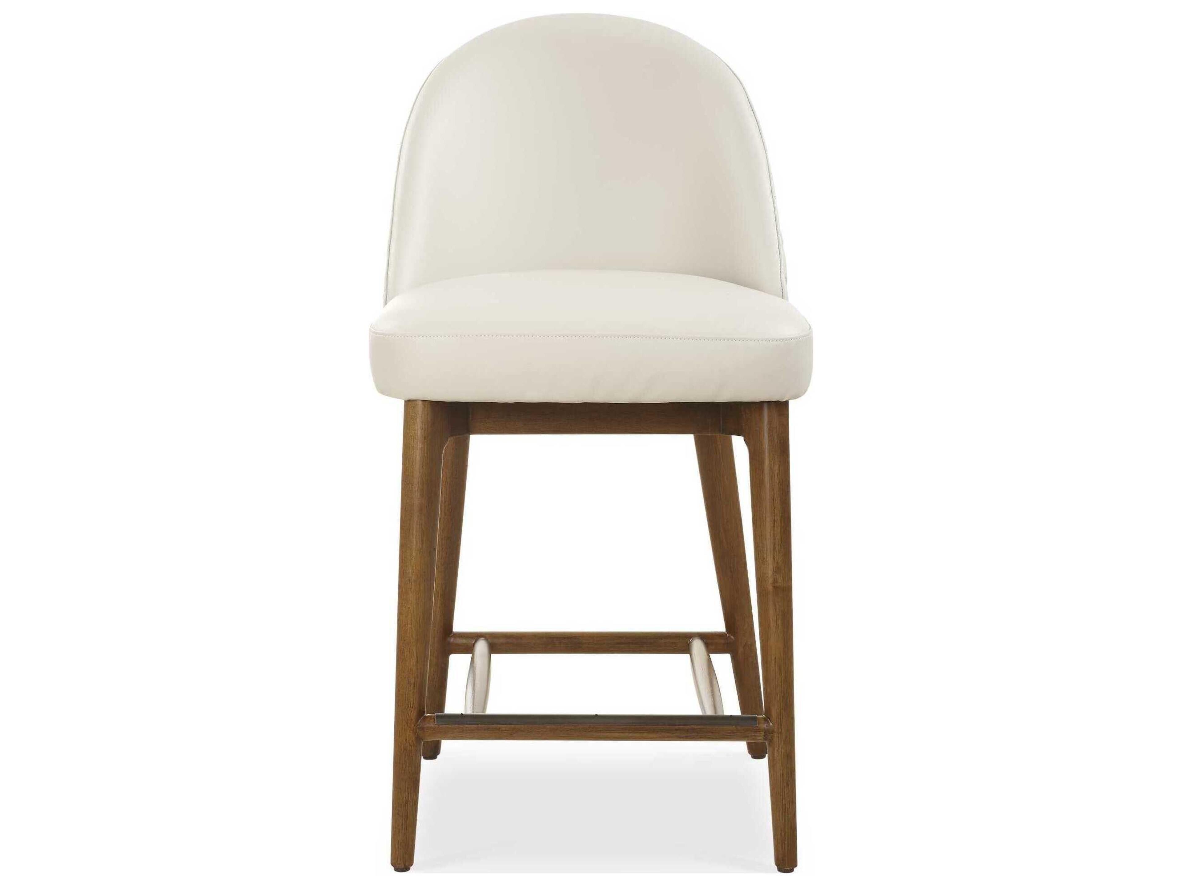 Uttermost Stitches Brown Faux Leather Walnut Wood Counter Stool