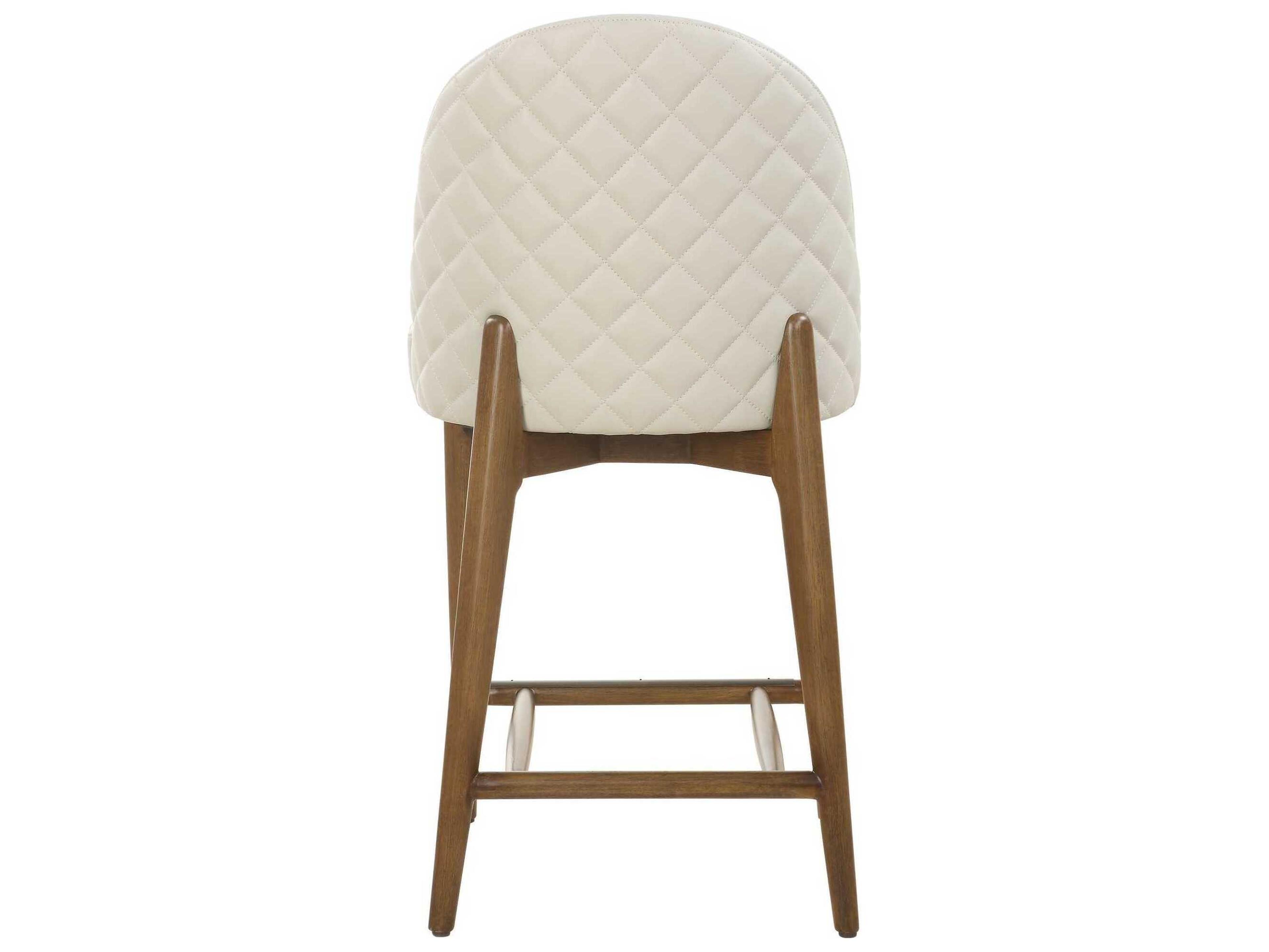 Uttermost Stitches Brown Faux Leather Walnut Wood Counter Stool