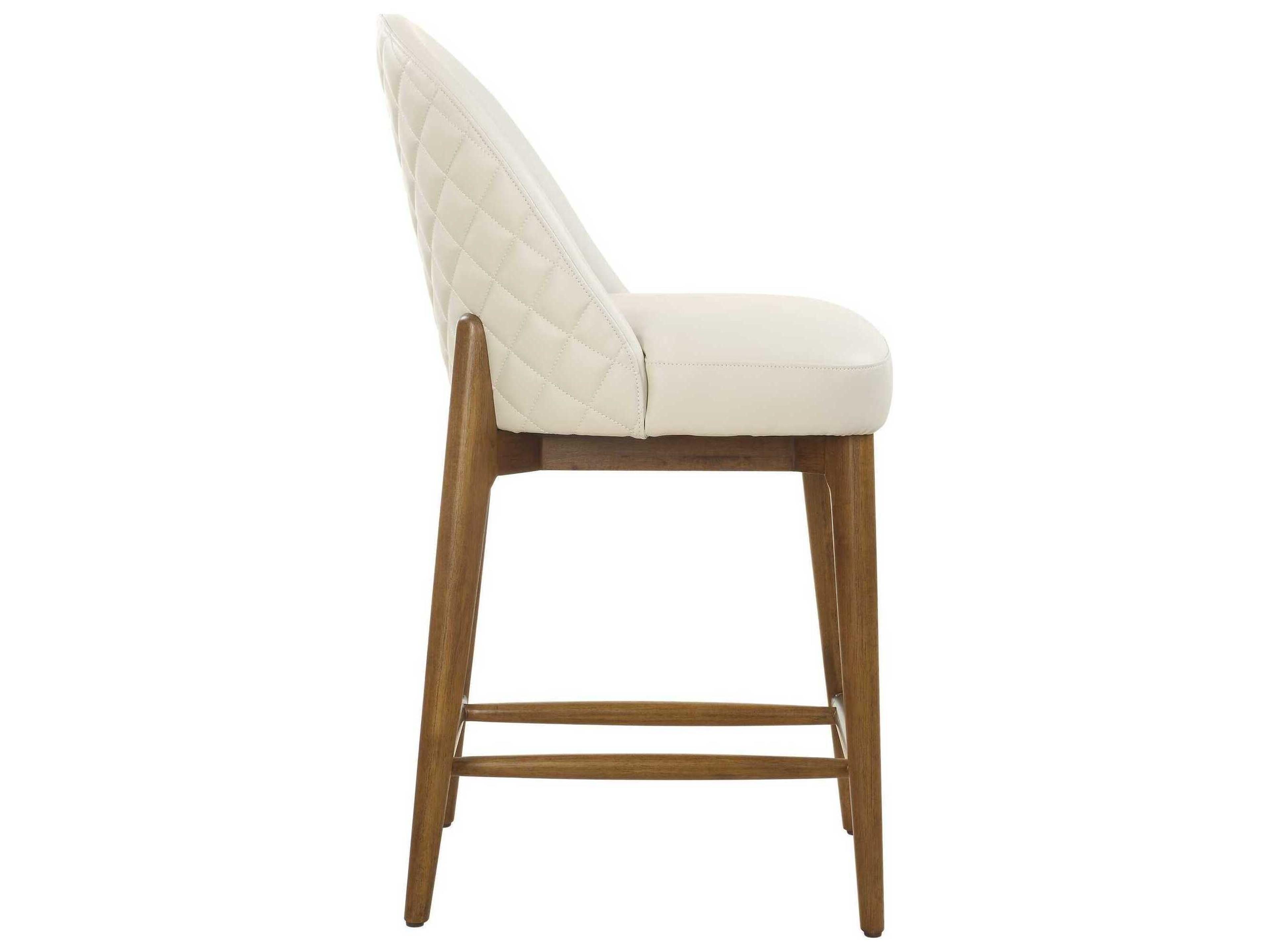 Uttermost Stitches Brown Faux Leather Walnut Wood Counter Stool