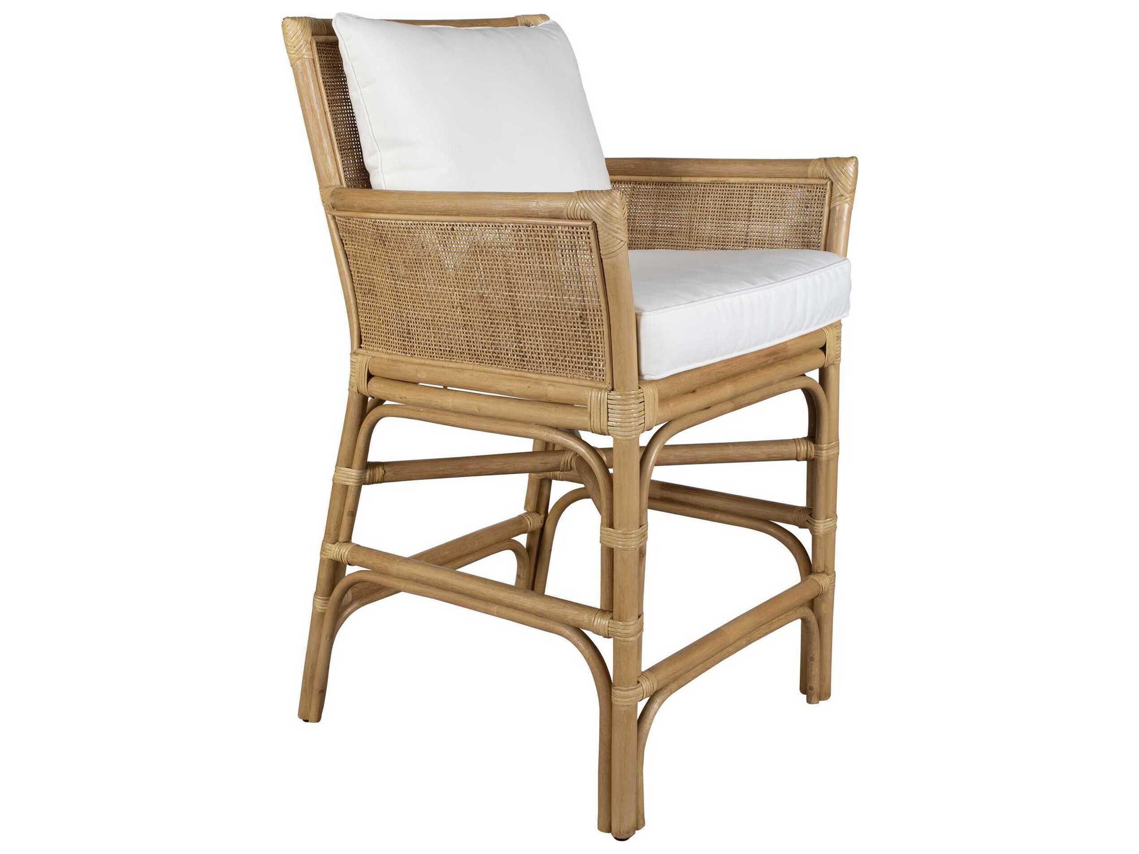 Pacific Natural White Upholstered Rattan Counter Stool
