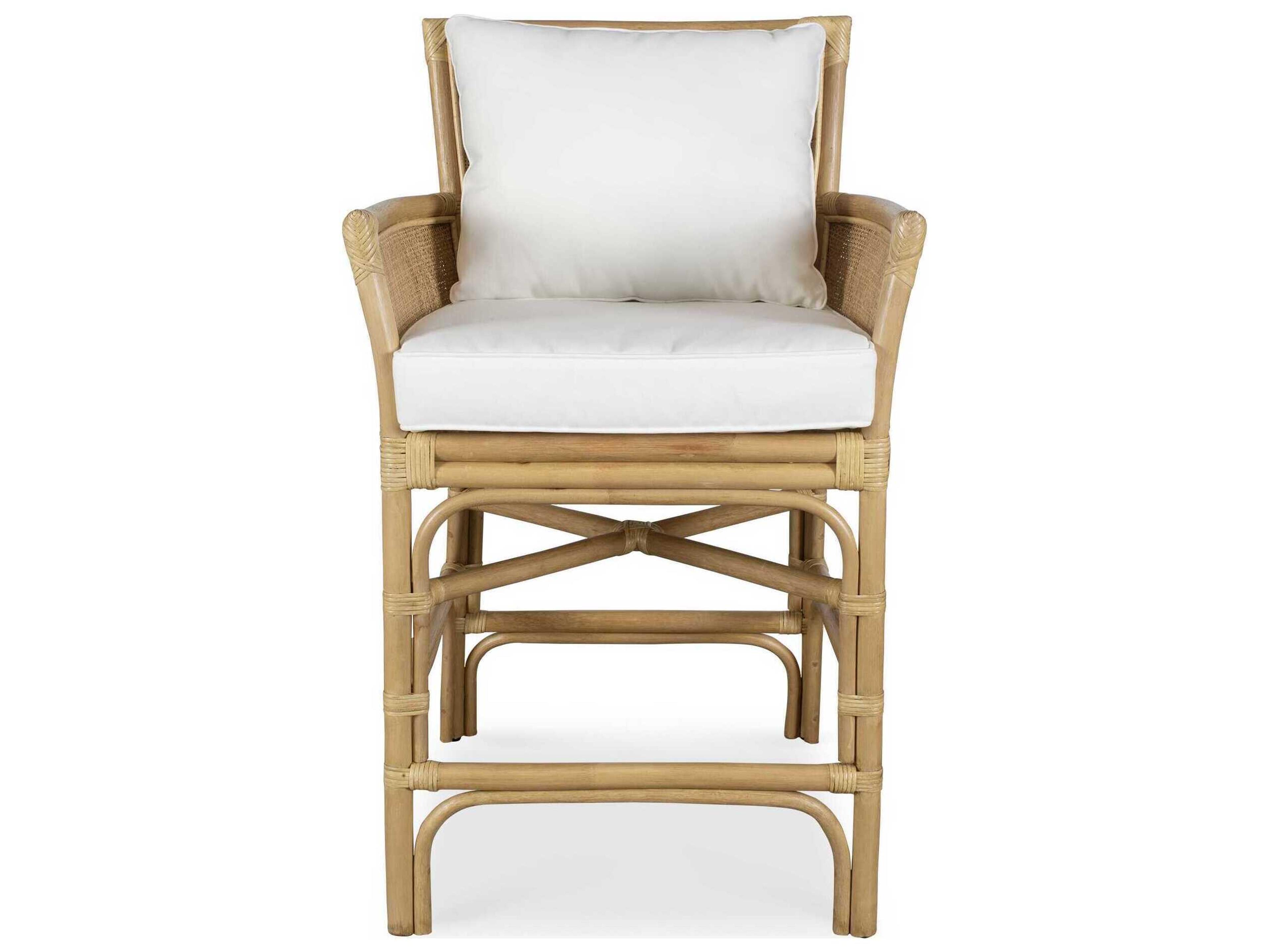 Uttermost Pacific Natural White Upholstered Rattan Counter Stool