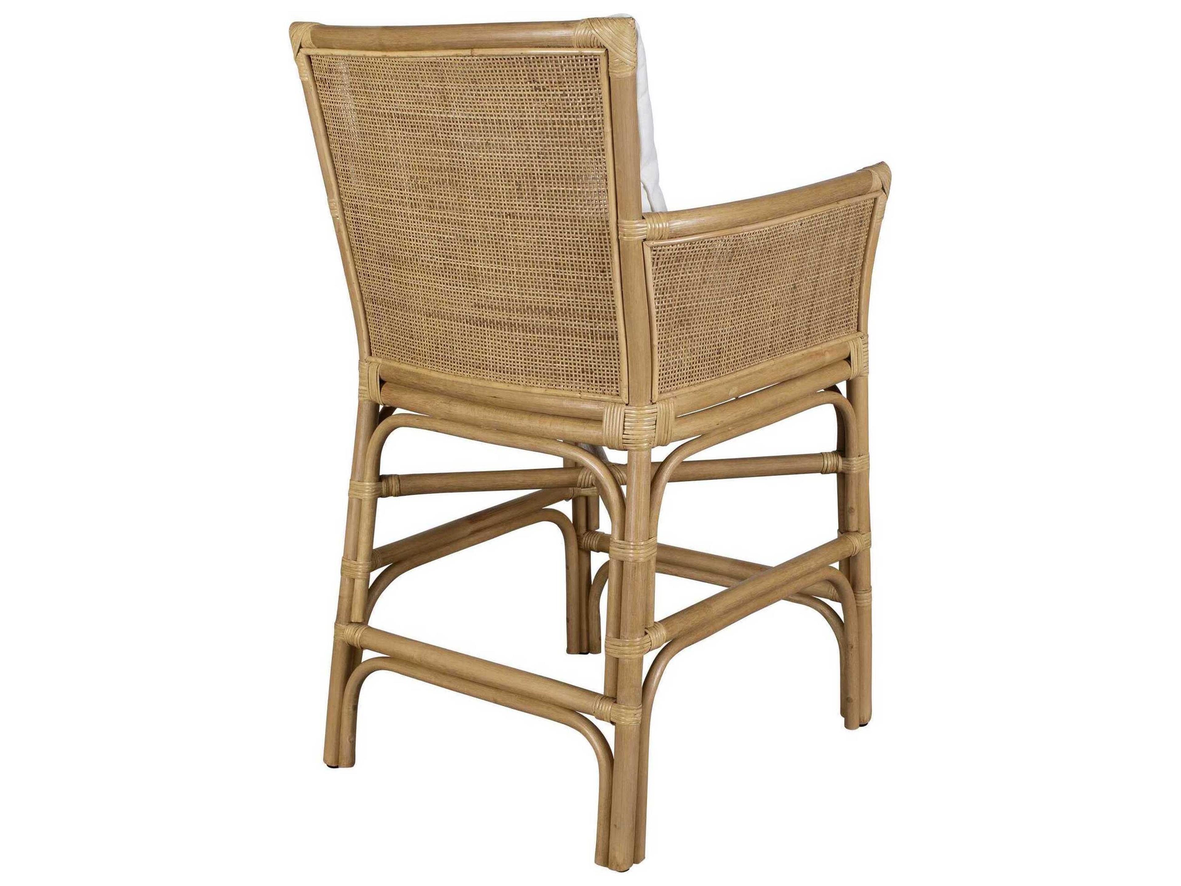 Uttermost Pacific Natural White Upholstered Rattan Counter Stool
