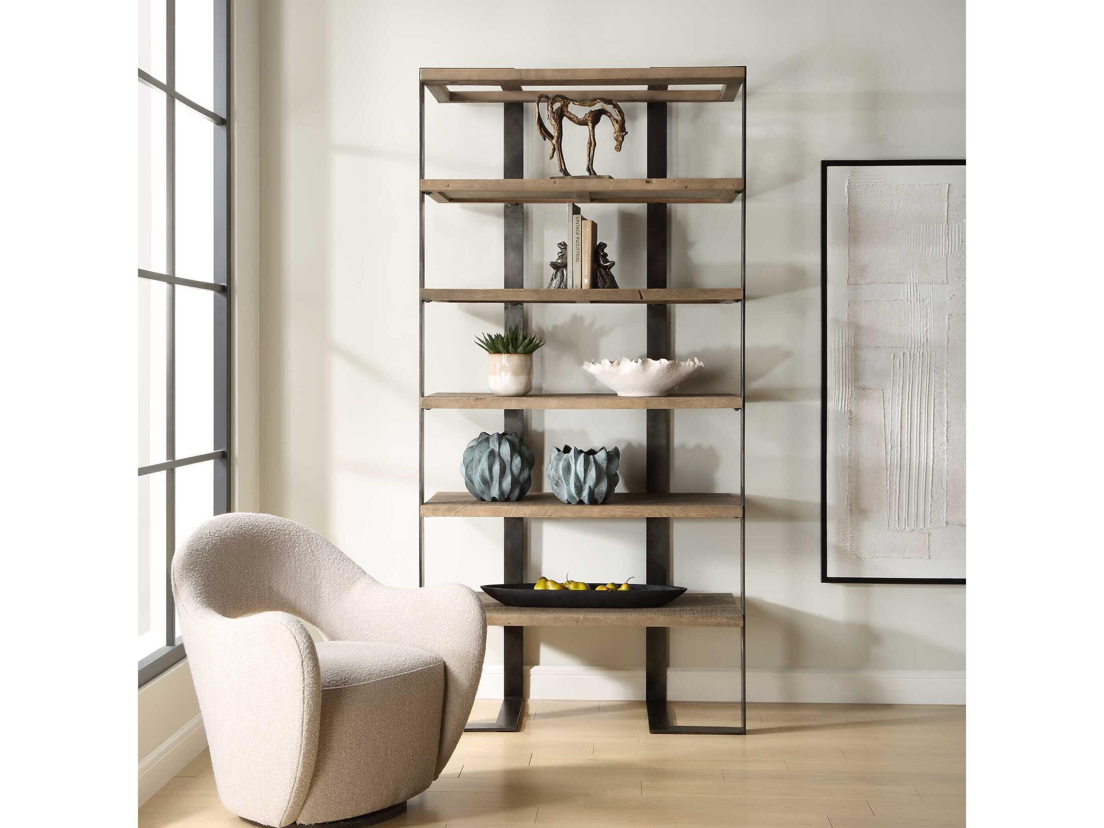 Uttermost Felix Natural Oak Oxidized Black Etagere