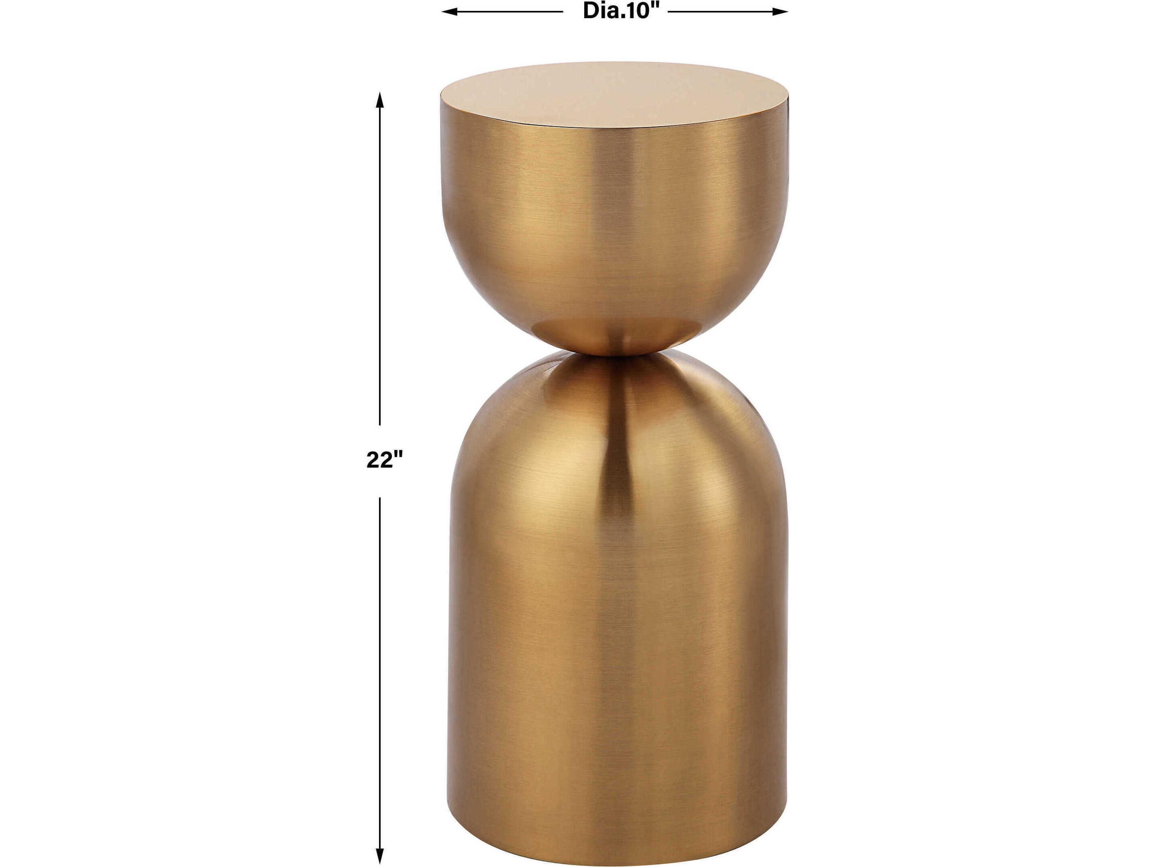 Uttermost Golden Vessel Round Steel Plated Gold End Table