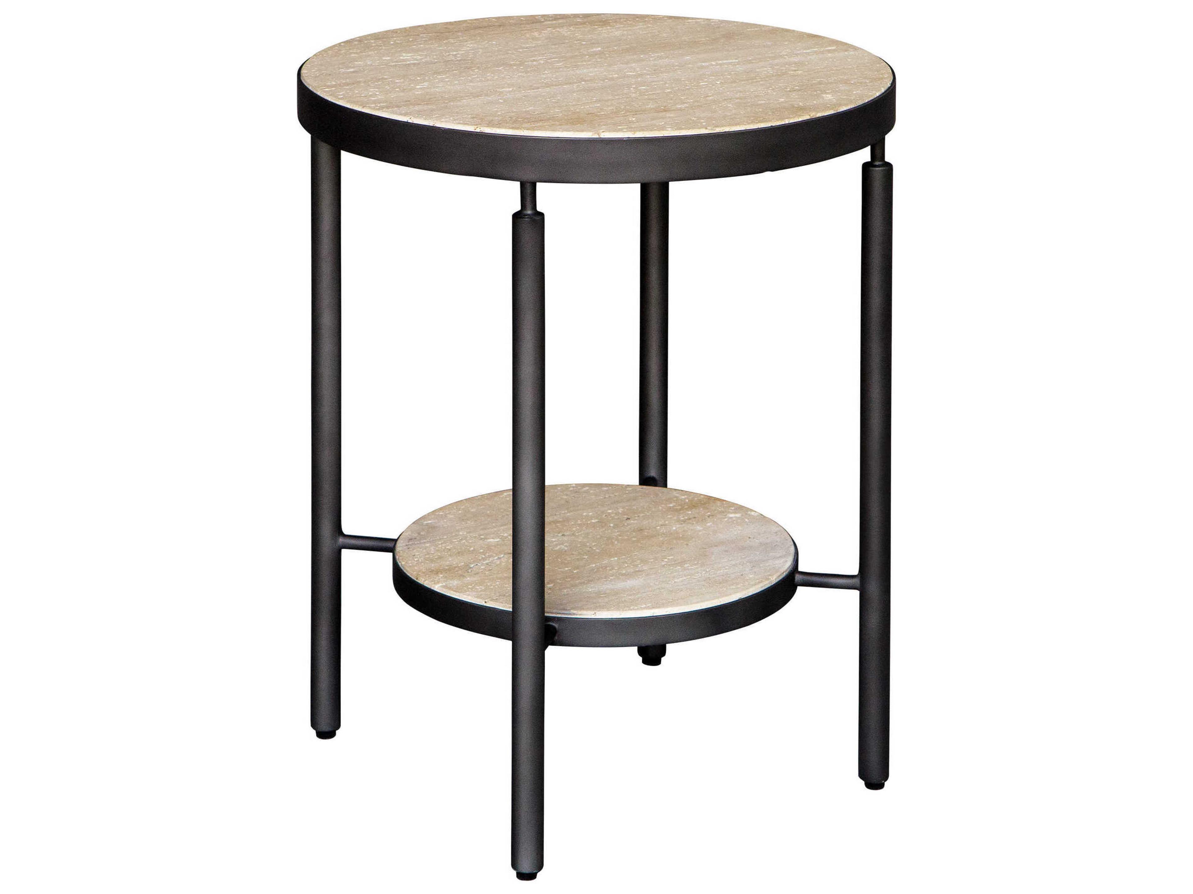 Uttermost Dauntless Round Wood Natural Matte Black End Table