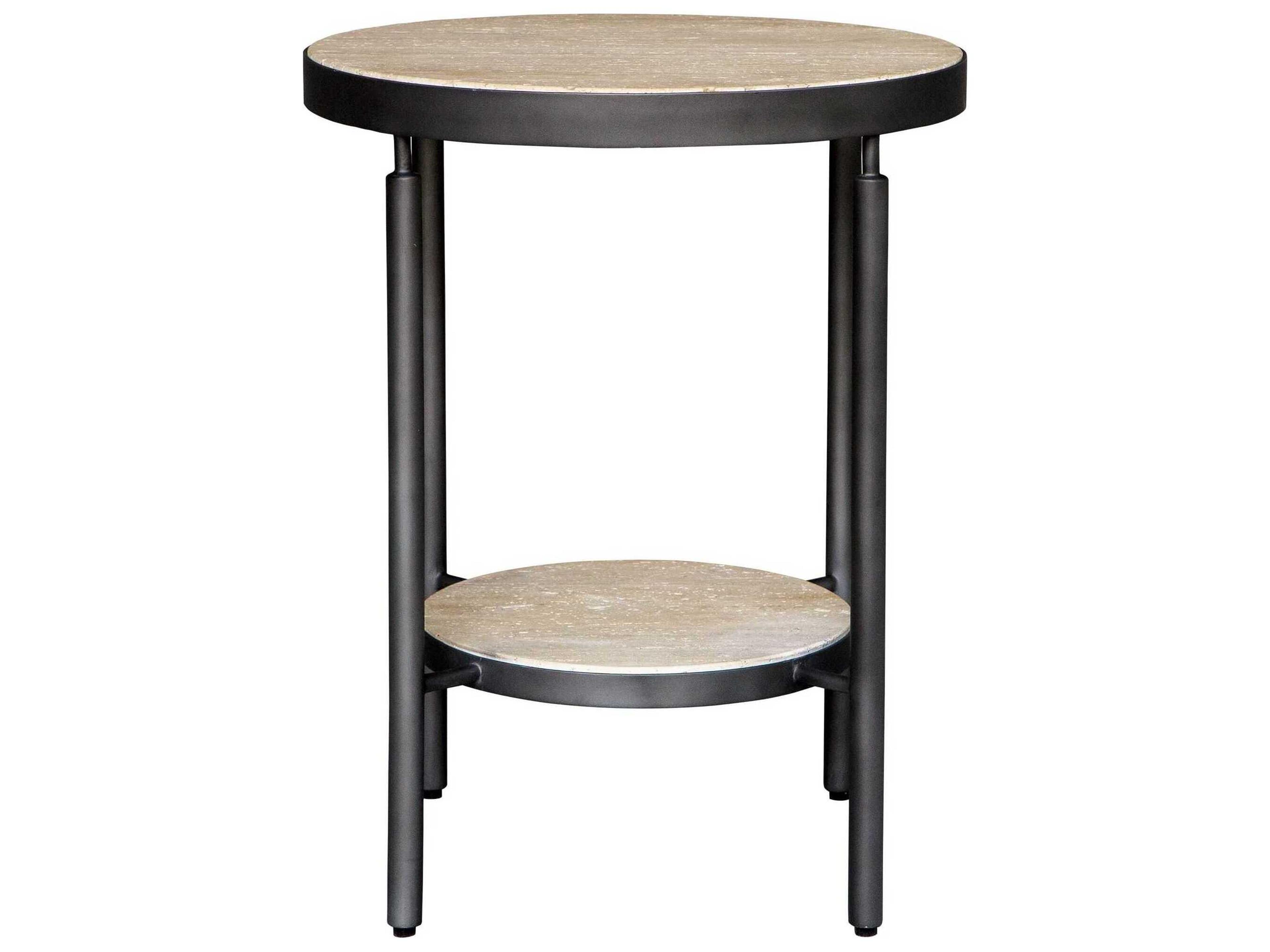 Uttermost Dauntless Round Wood Natural Matte Black End Table