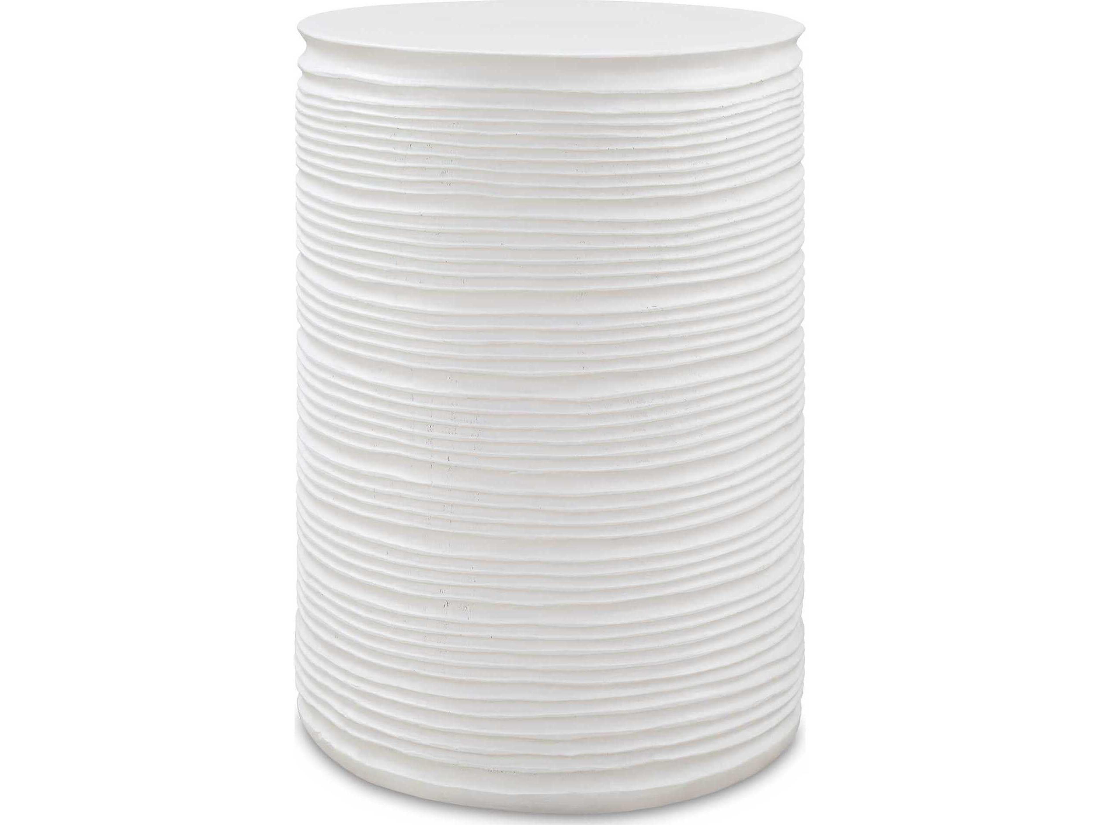 Uttermost Borderline Round Resin Plaster White End Table