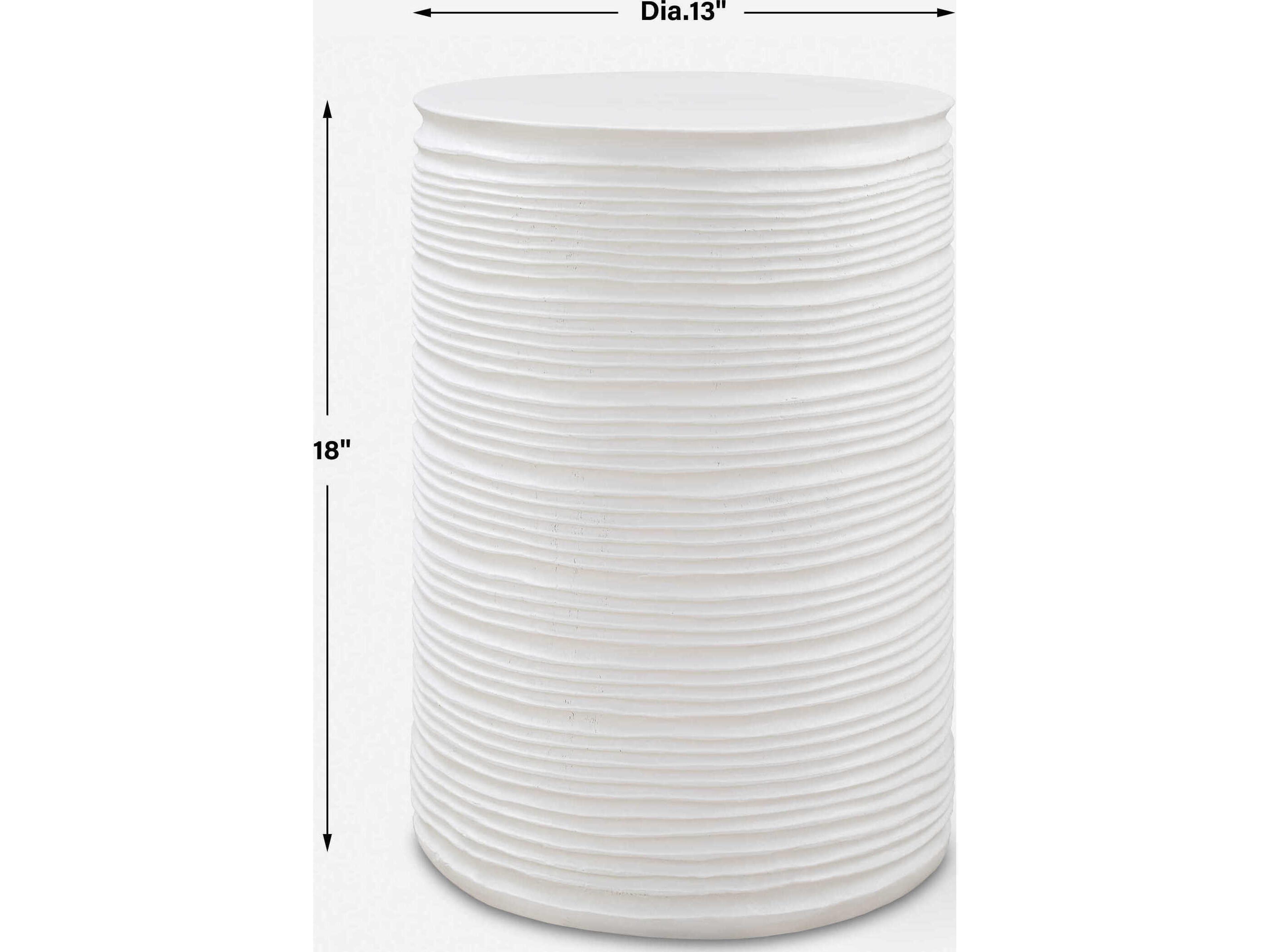 Uttermost Borderline Round Resin Plaster White End Table