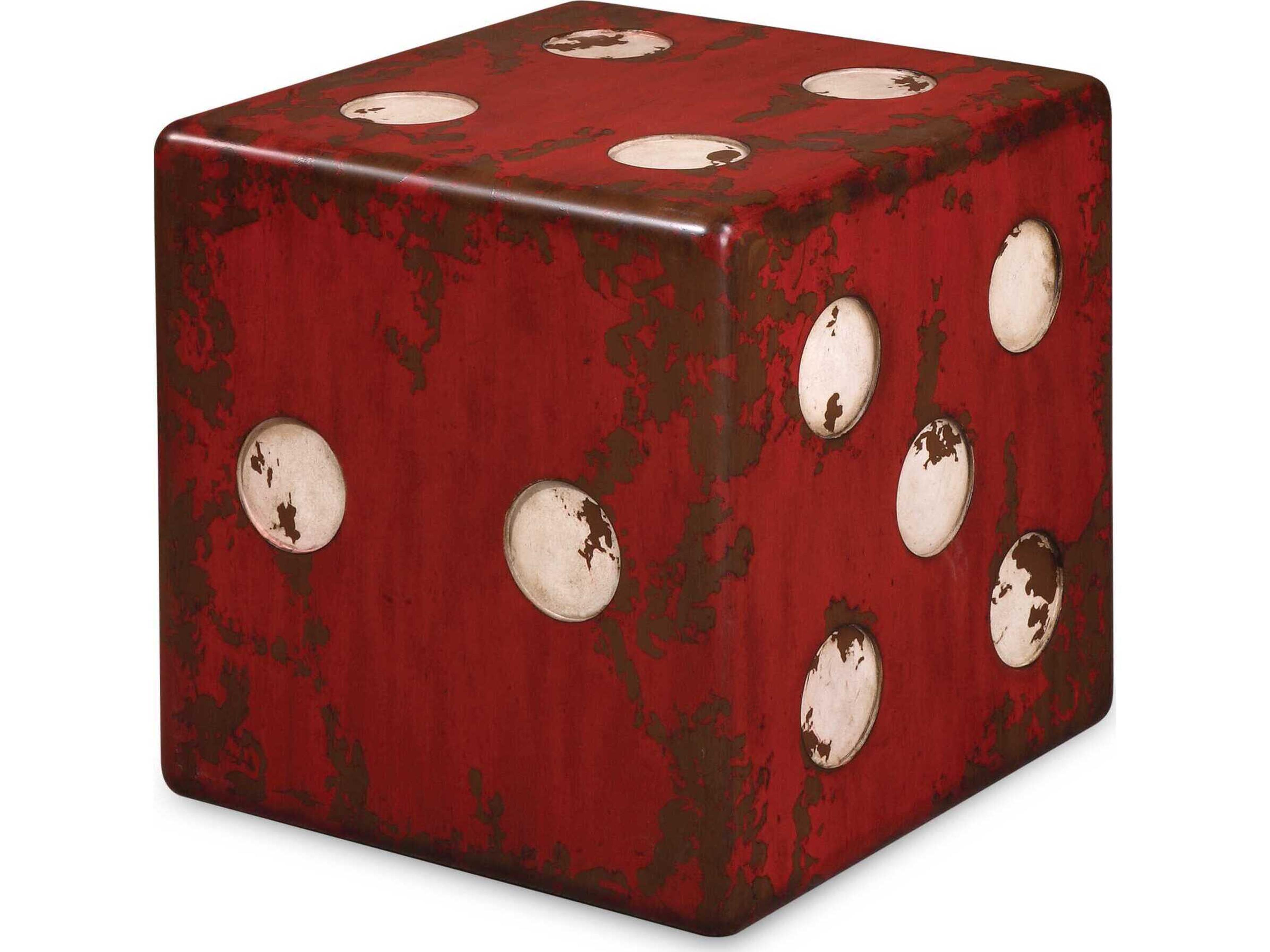 Uttermost Dice Square Wood Burnt Red End Table