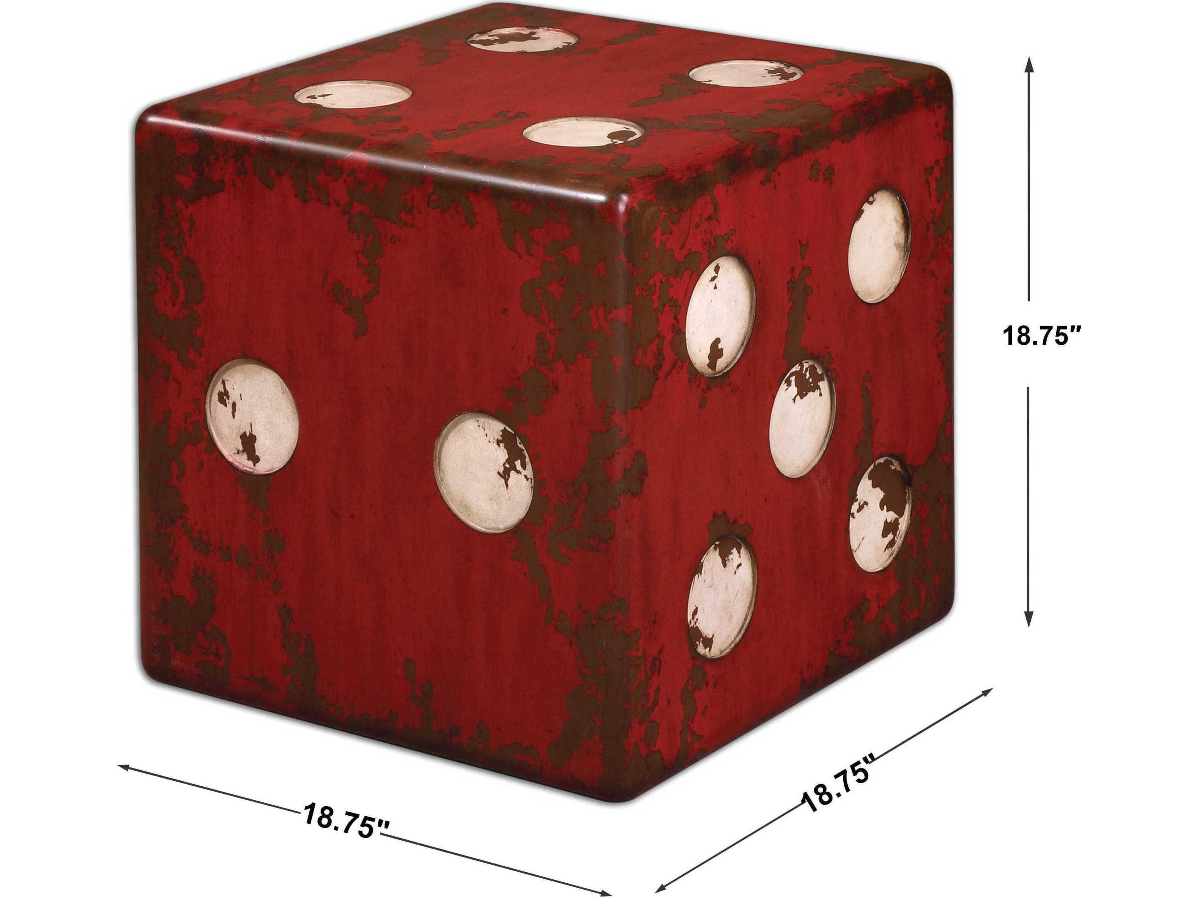 Uttermost Dice Square Wood Burnt Red End Table