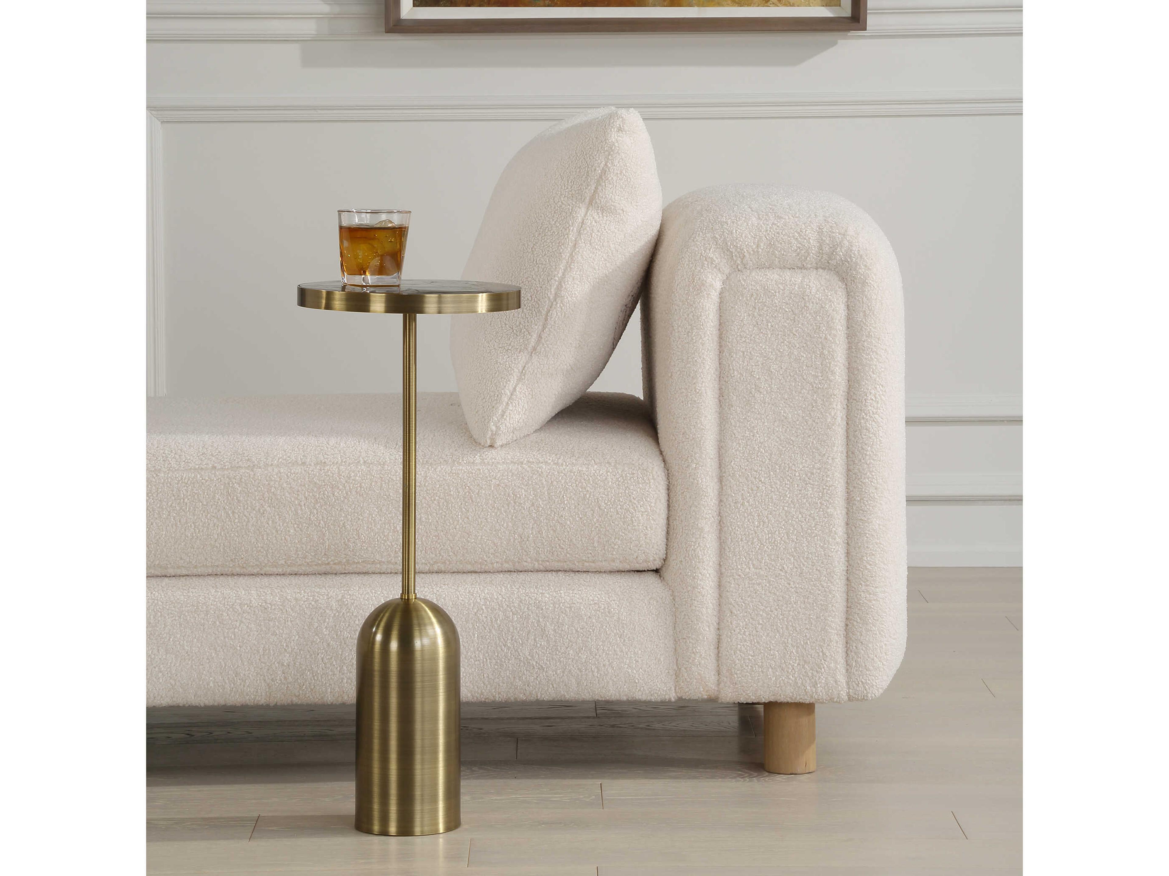 Uttermost Pascal Round Marble Brushed Brass End Table