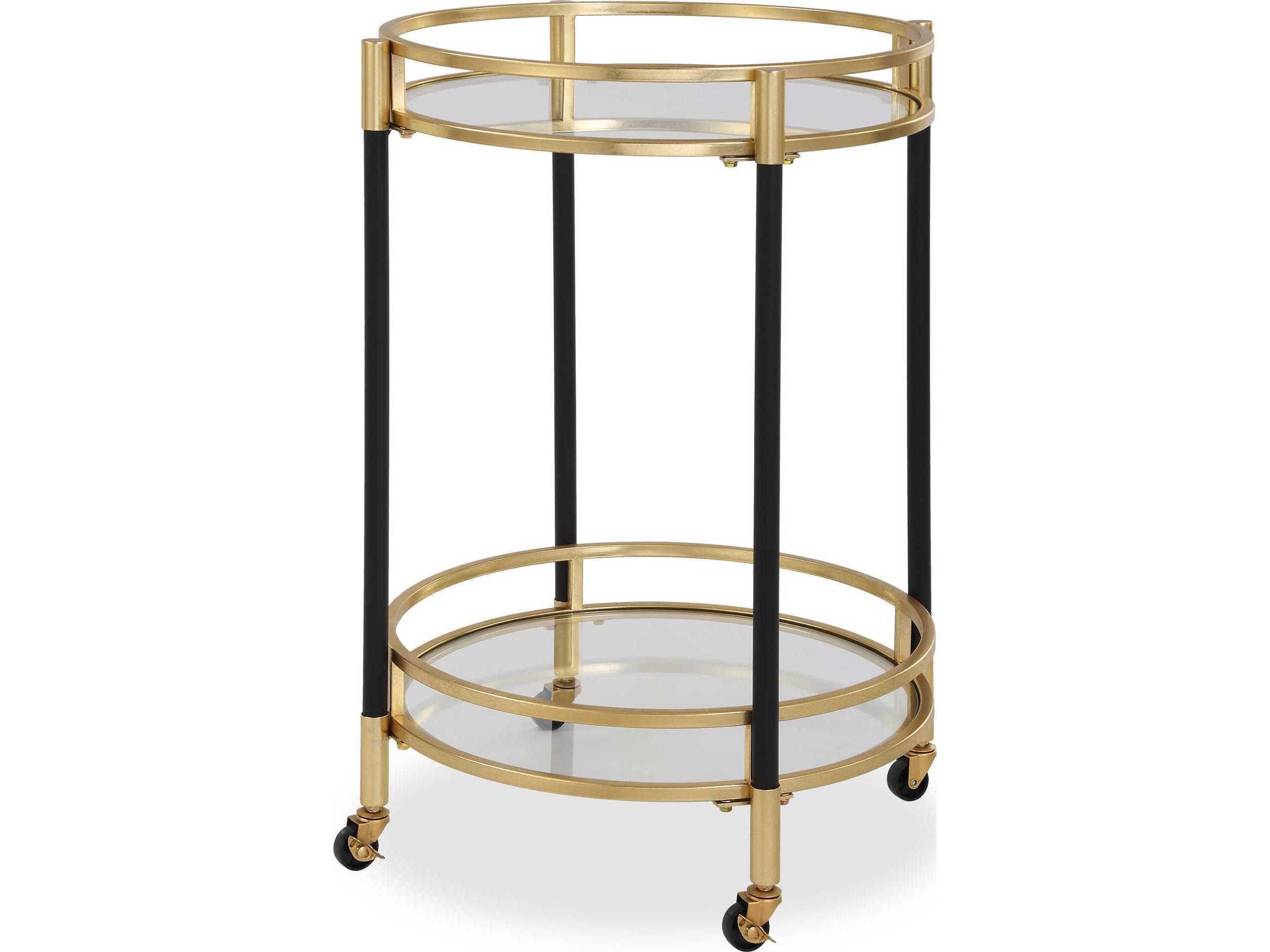 Dolly Glass Matte Black Bar Cart