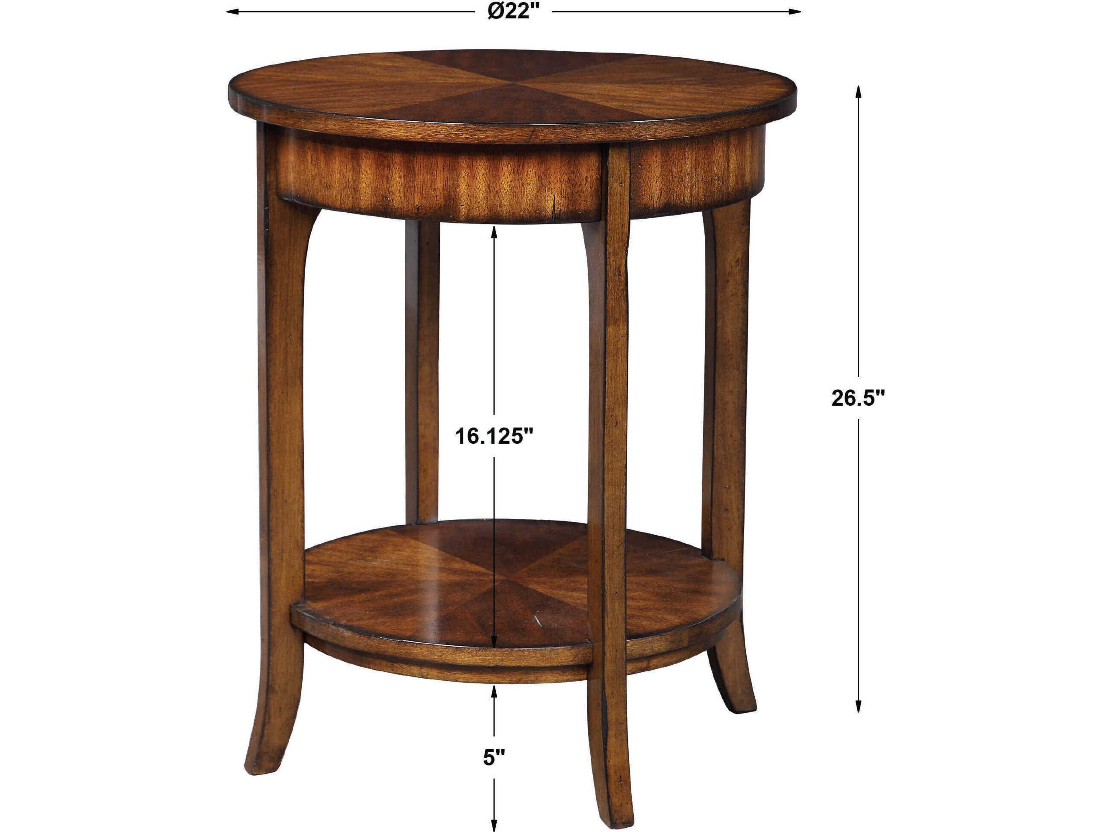 Uttermost Carmel Round Wood Old Barn End Table