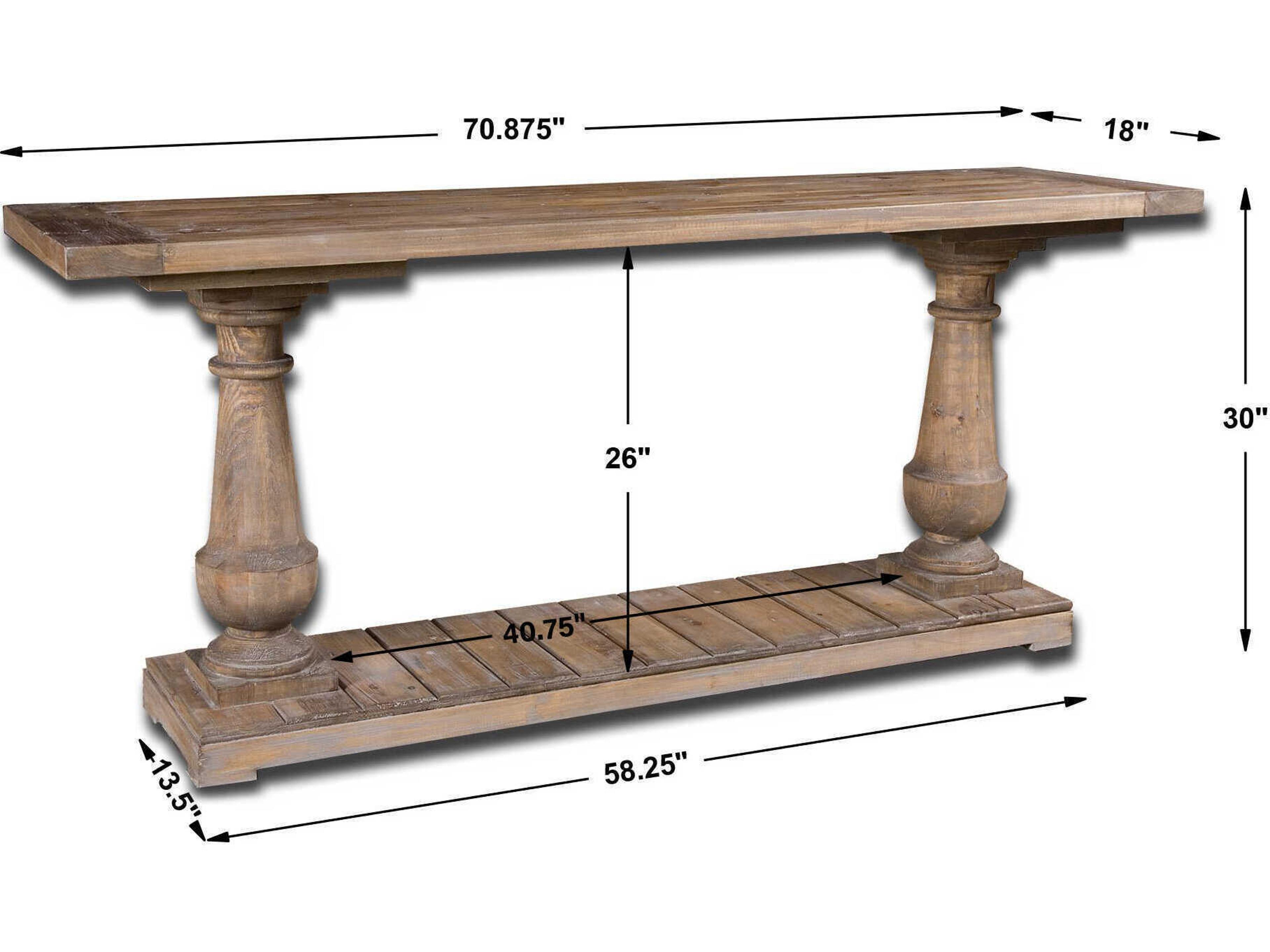 Uttermost Stratford Rustic Rectangular Wood Stony Gray Console Table