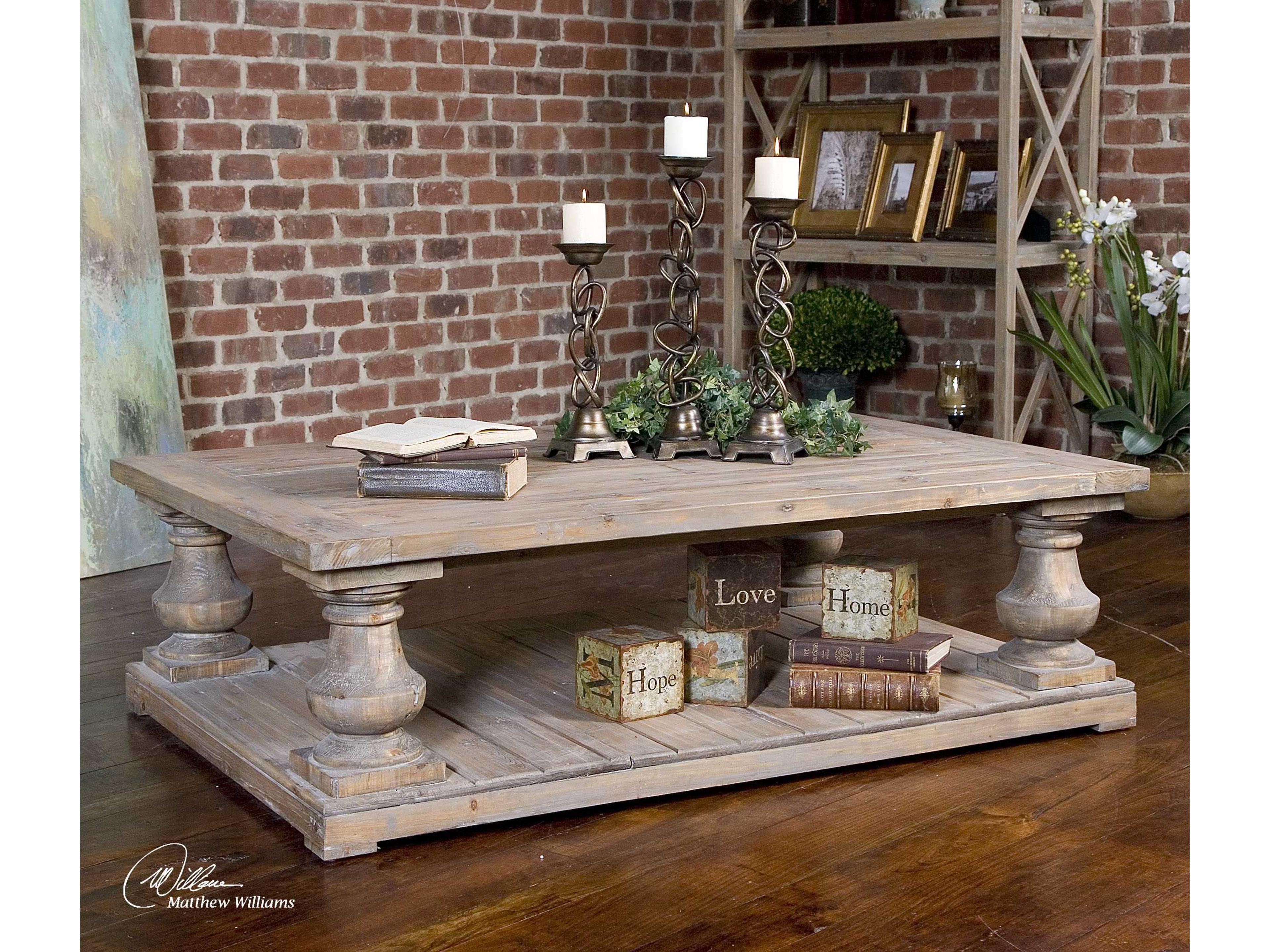 Uttermost Stratford Rectangular Wood Stony Gray Coffee Table