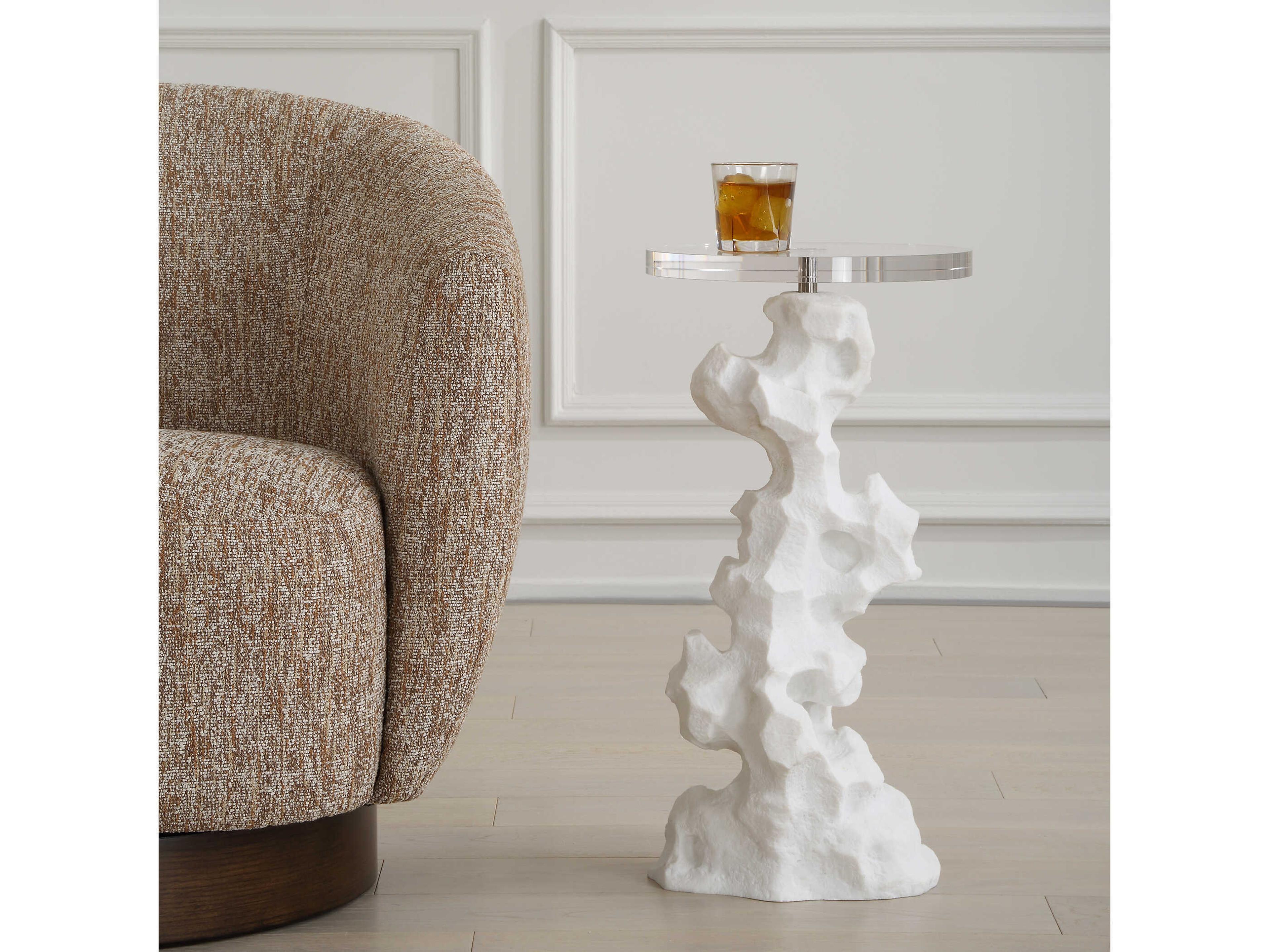 Uttermost Remnant Round White End Table