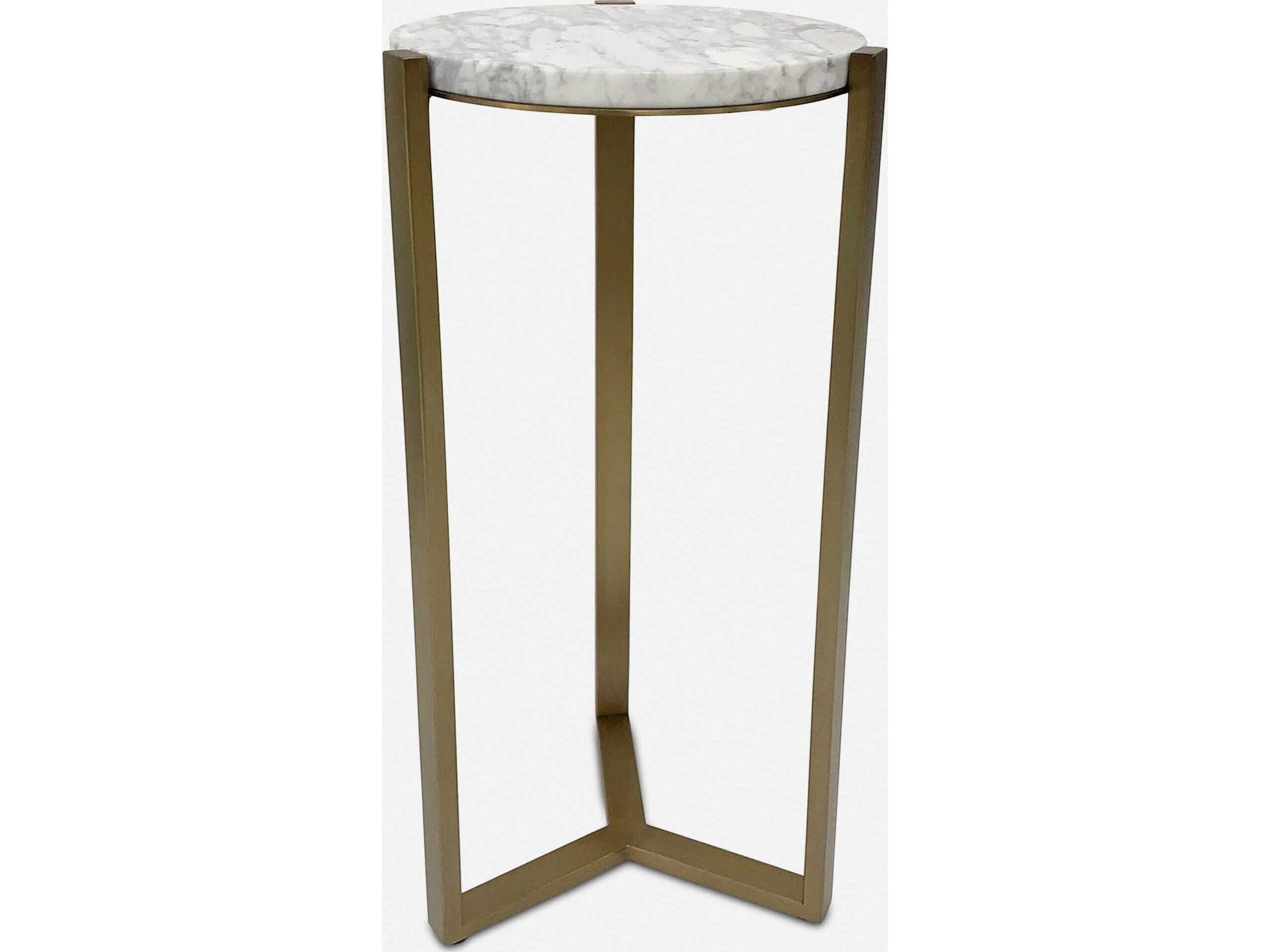 Uttermost Pietra Round Marble Brass End Table