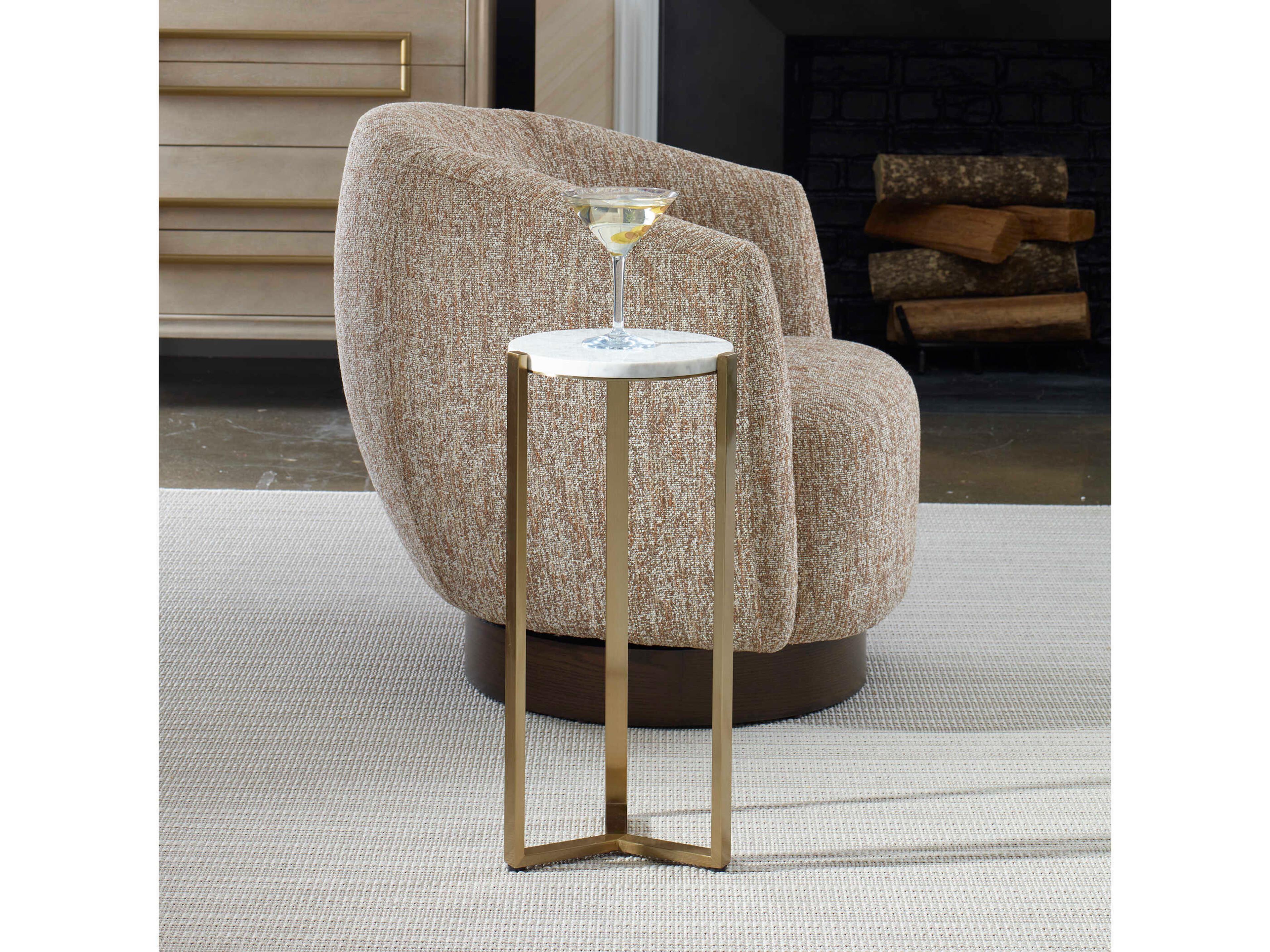 Uttermost Pietra Round Marble Brass End Table